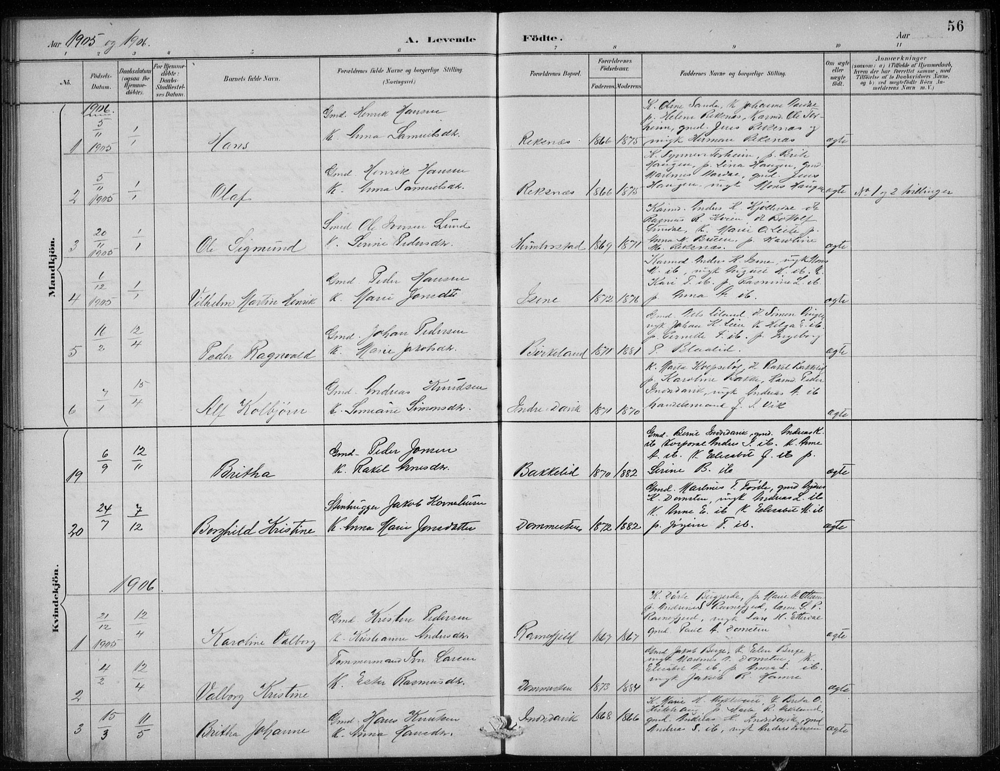 Davik sokneprestembete, AV/SAB-A-79701/H/Hab/Haba/L0002: Parish register (copy) no. A 2, 1890-1911, p. 56