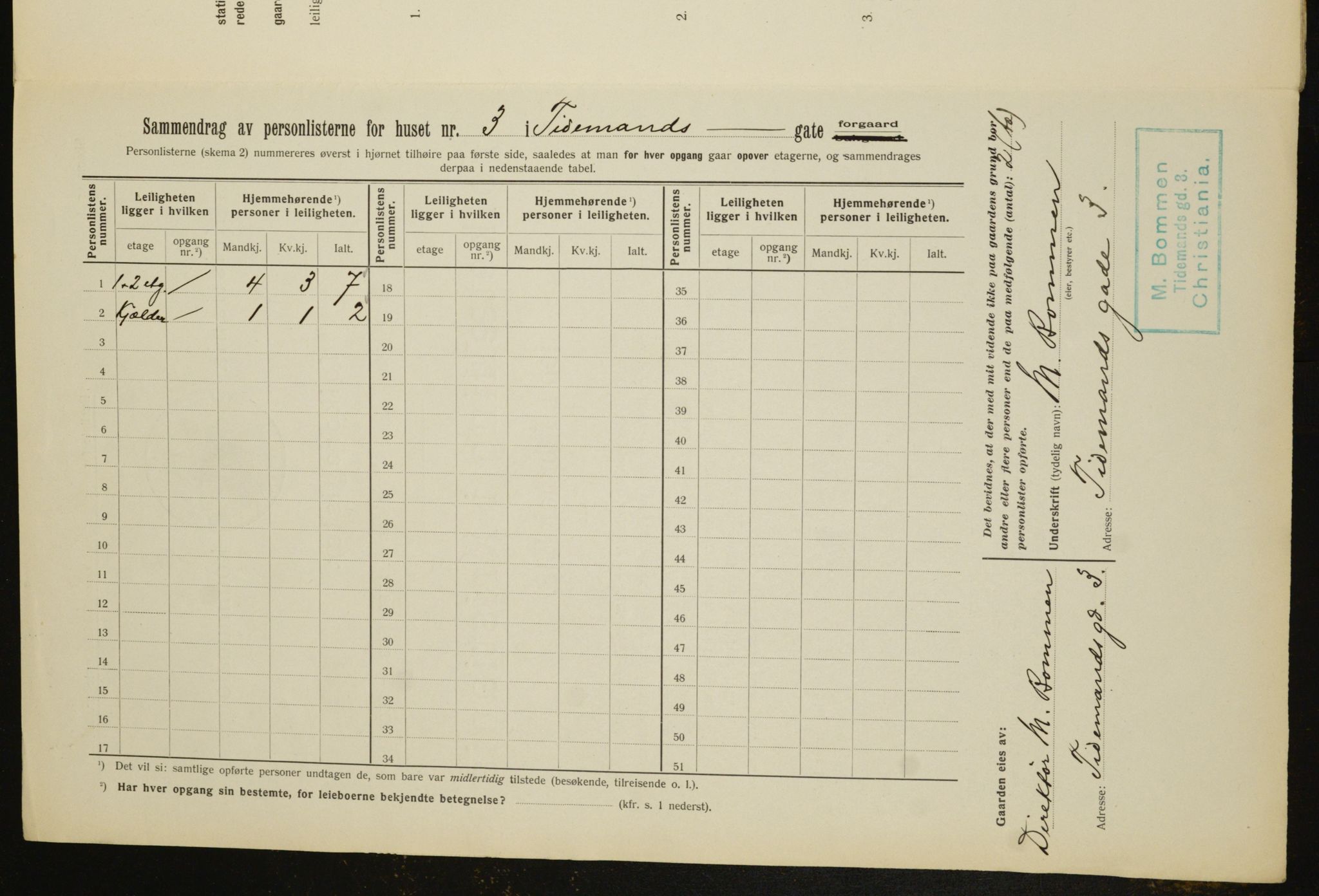 OBA, Municipal Census 1912 for Kristiania, 1912, p. 111369