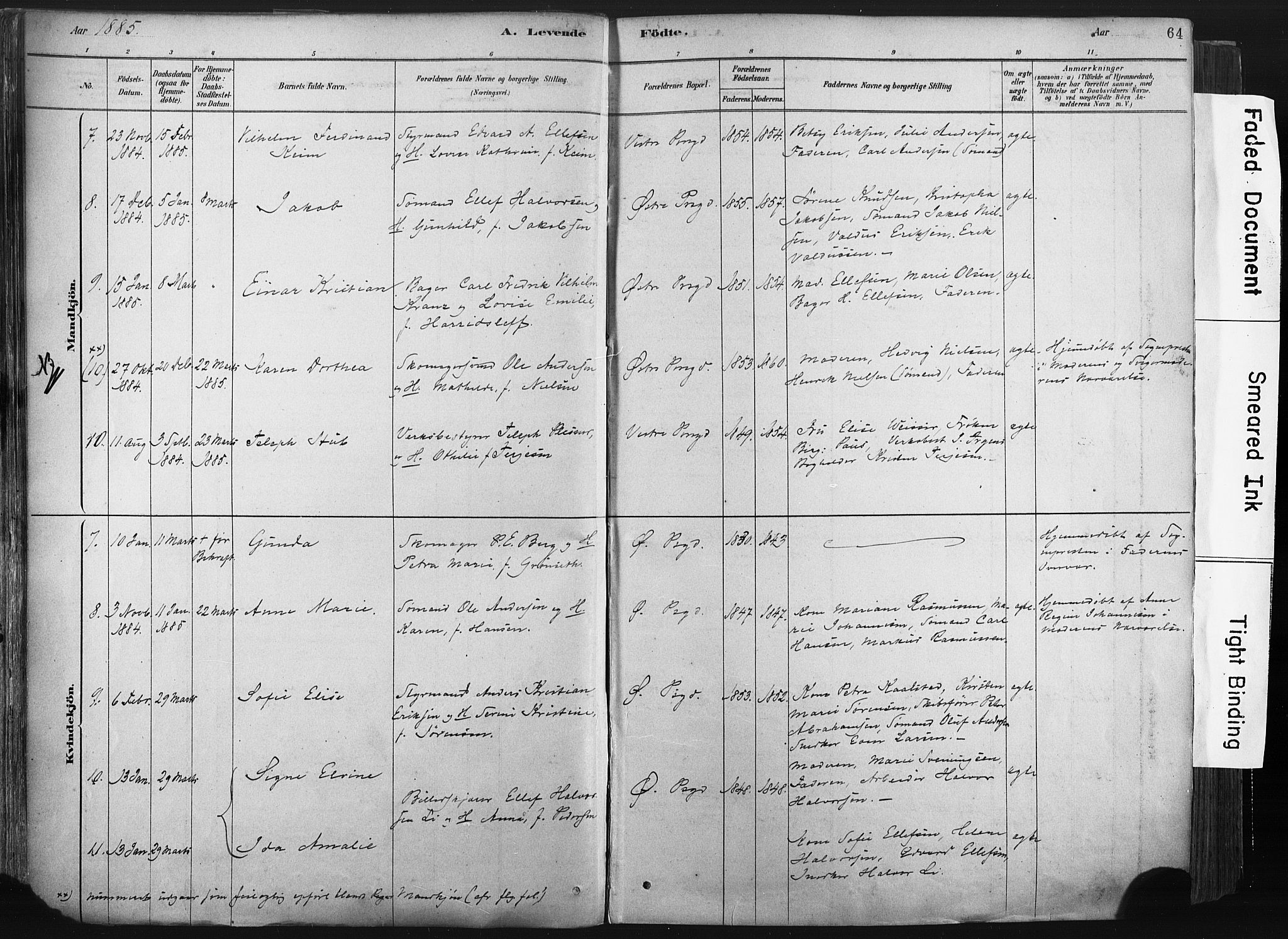 Porsgrunn kirkebøker , AV/SAKO-A-104/F/Fa/L0008: Parish register (official) no. 8, 1878-1895, p. 64