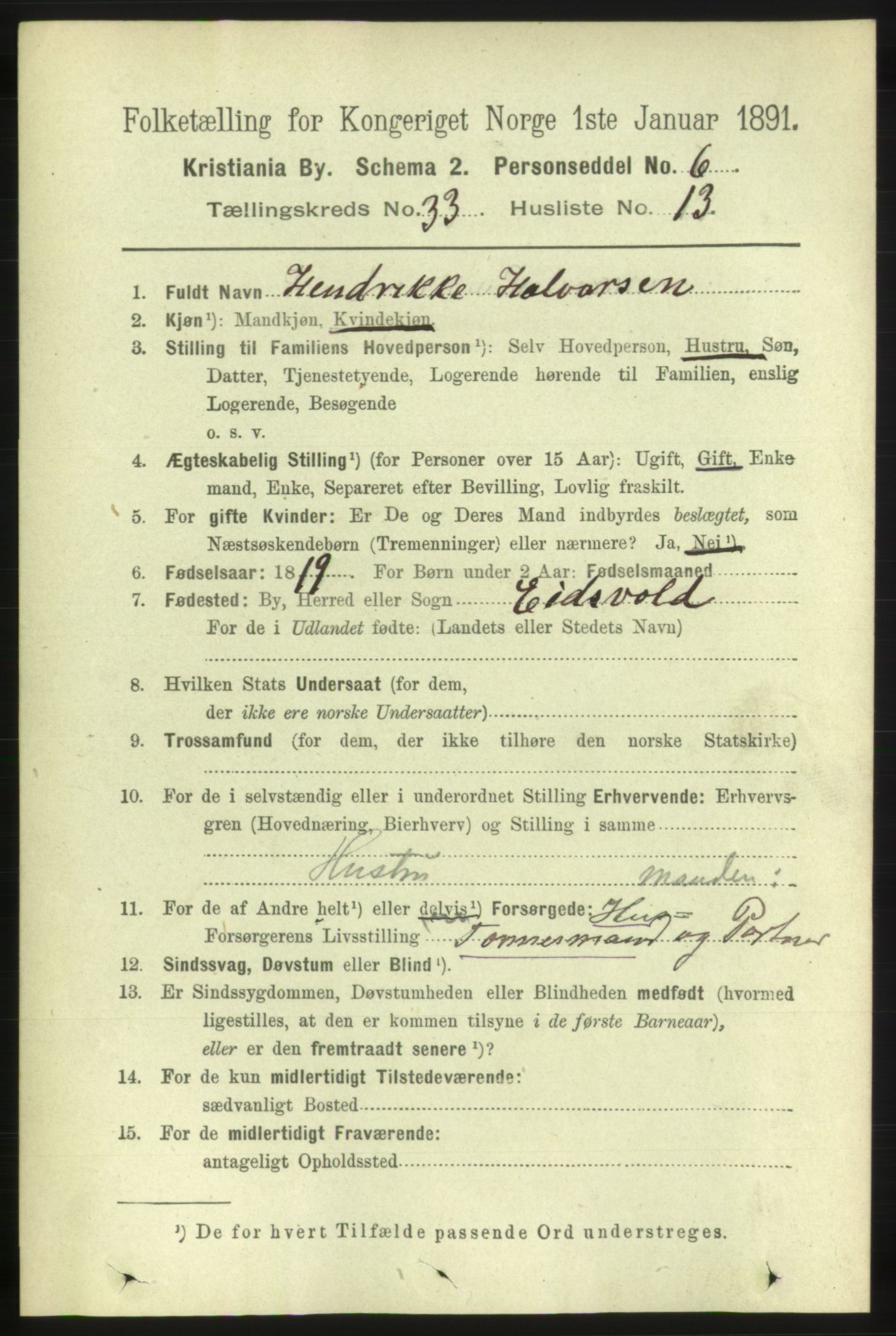 RA, 1891 census for 0301 Kristiania, 1891, p. 17918