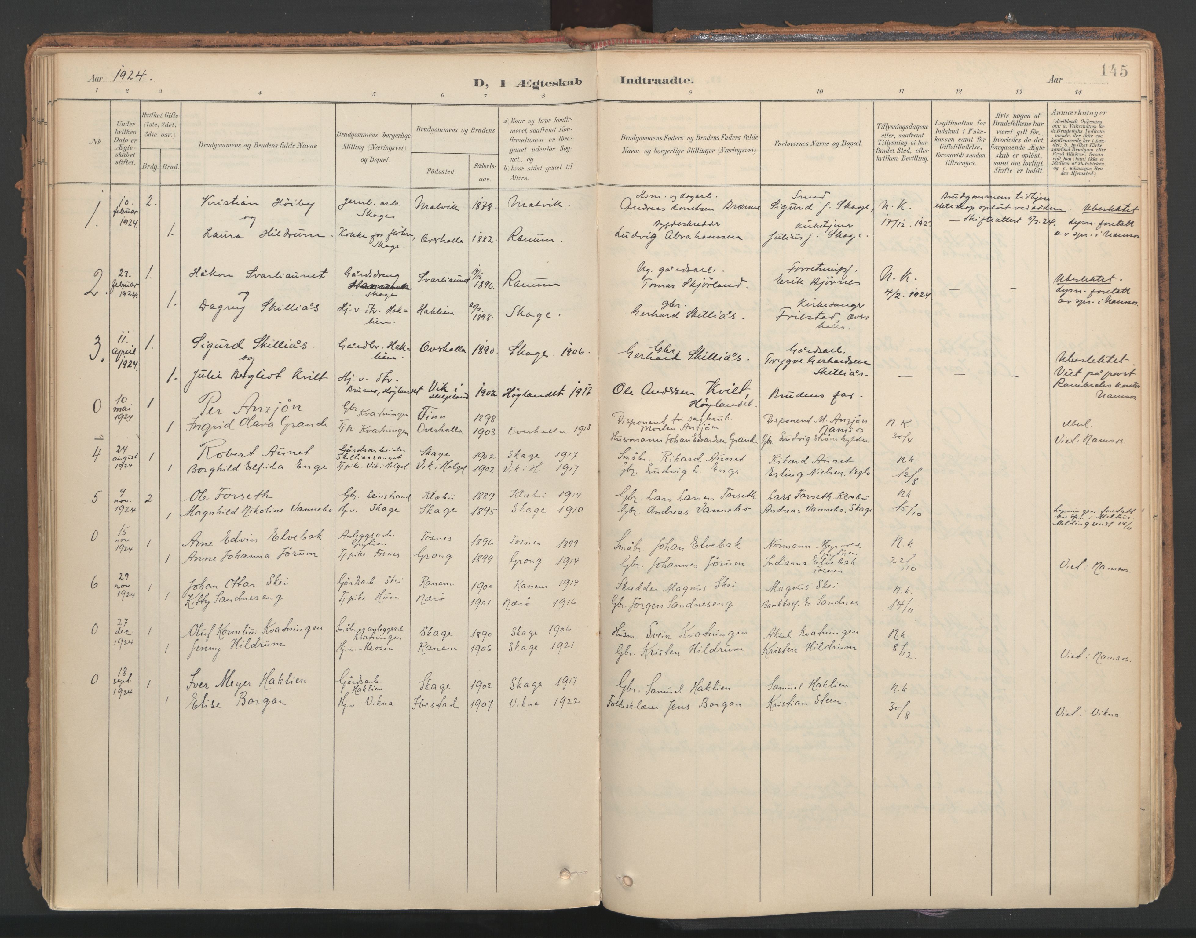 Ministerialprotokoller, klokkerbøker og fødselsregistre - Nord-Trøndelag, SAT/A-1458/766/L0564: Parish register (official) no. 767A02, 1900-1932, p. 145