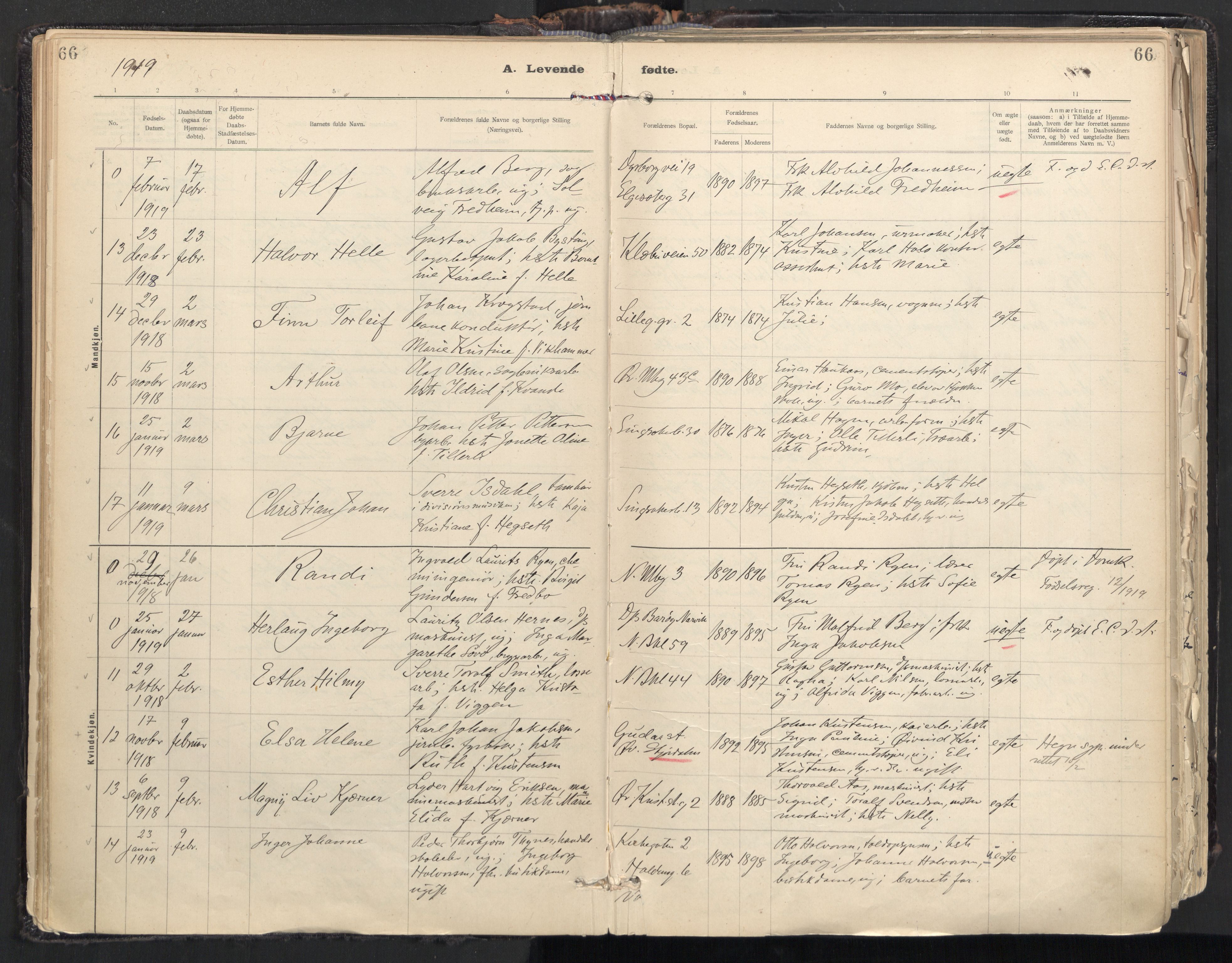 Ministerialprotokoller, klokkerbøker og fødselsregistre - Sør-Trøndelag, AV/SAT-A-1456/604/L0205: Parish register (official) no. 604A25, 1917-1932, p. 66
