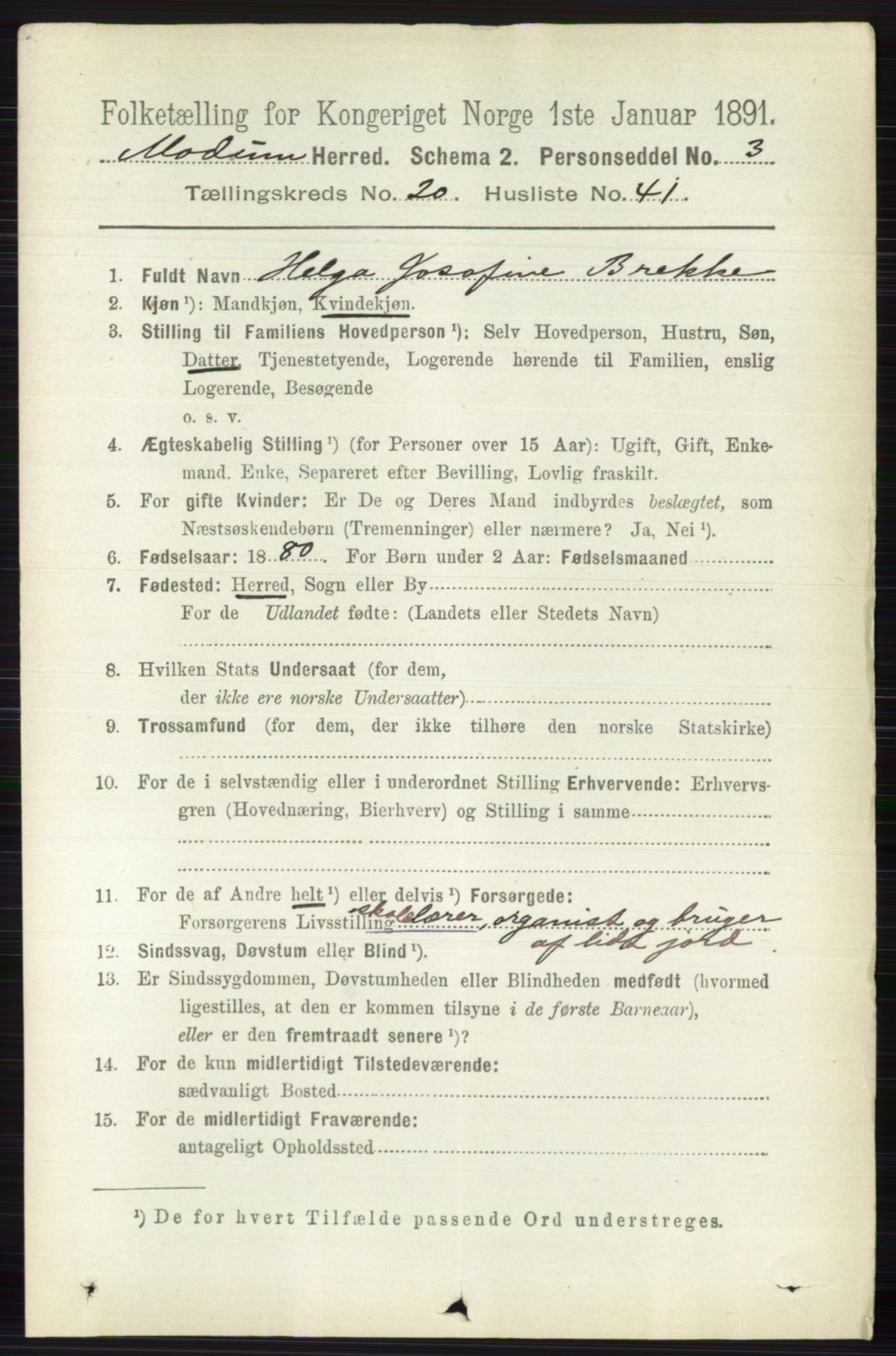 RA, 1891 census for 0623 Modum, 1891, p. 8057