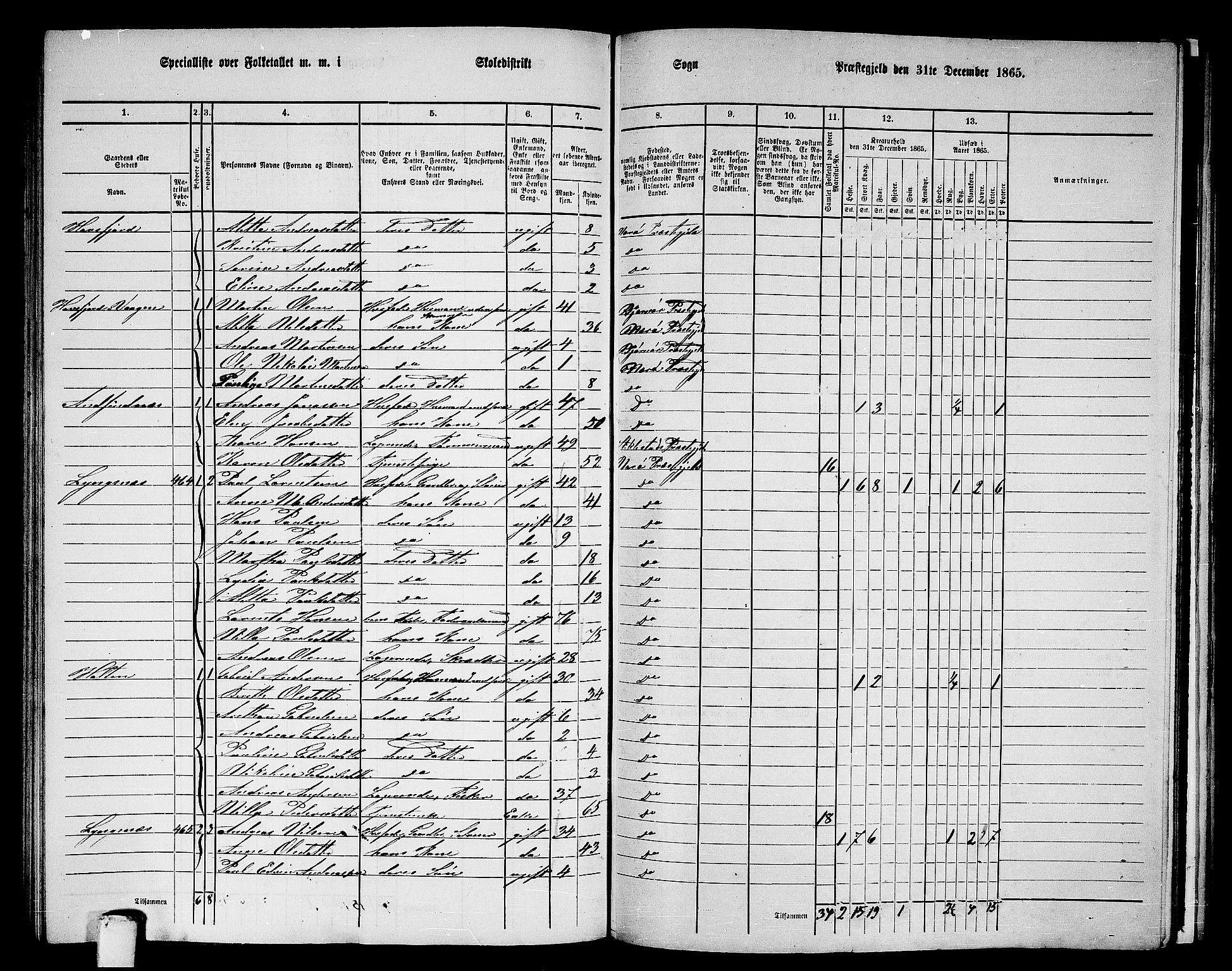 RA, 1865 census for Nærøy, 1865, p. 126