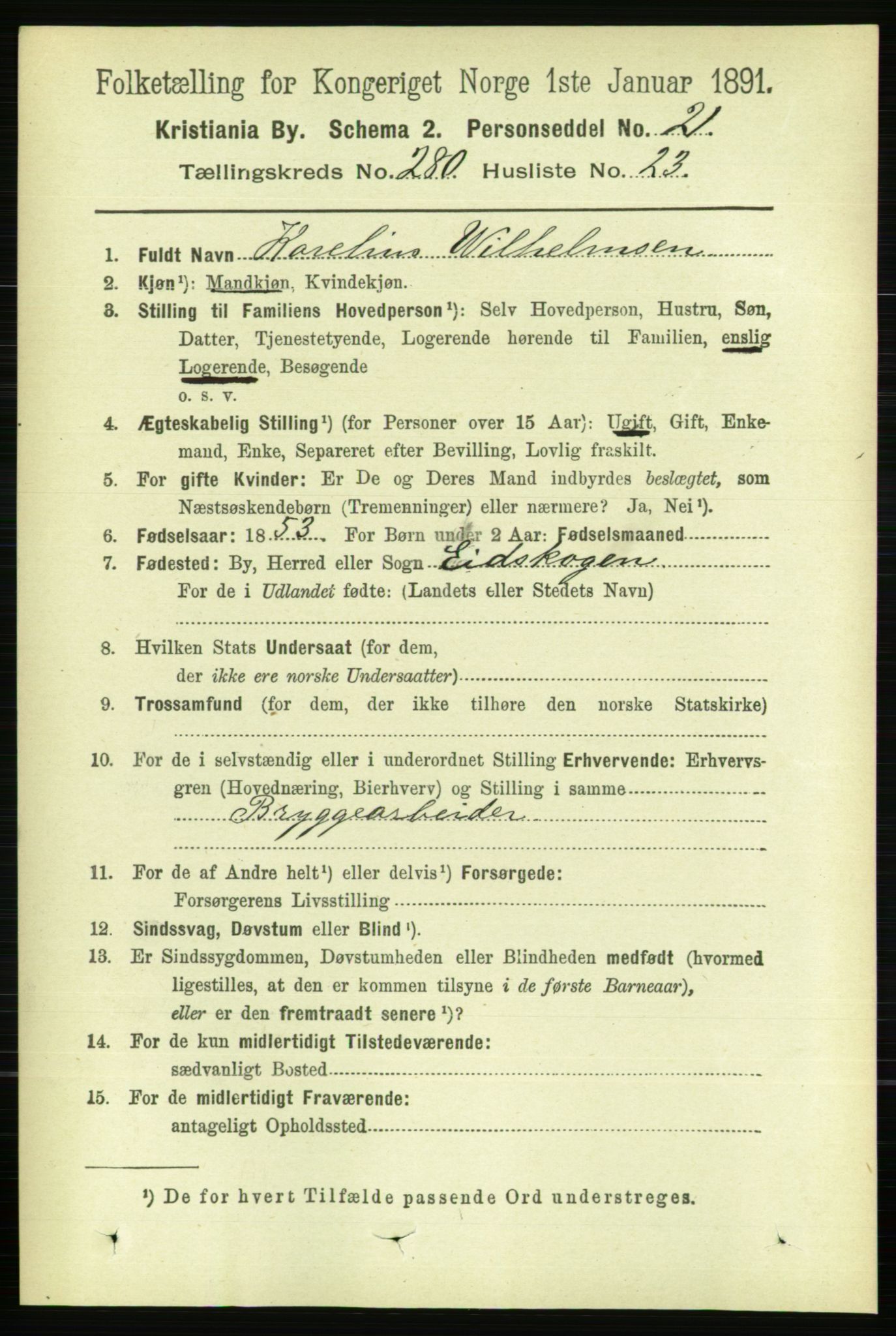 RA, 1891 census for 0301 Kristiania, 1891, p. 170645