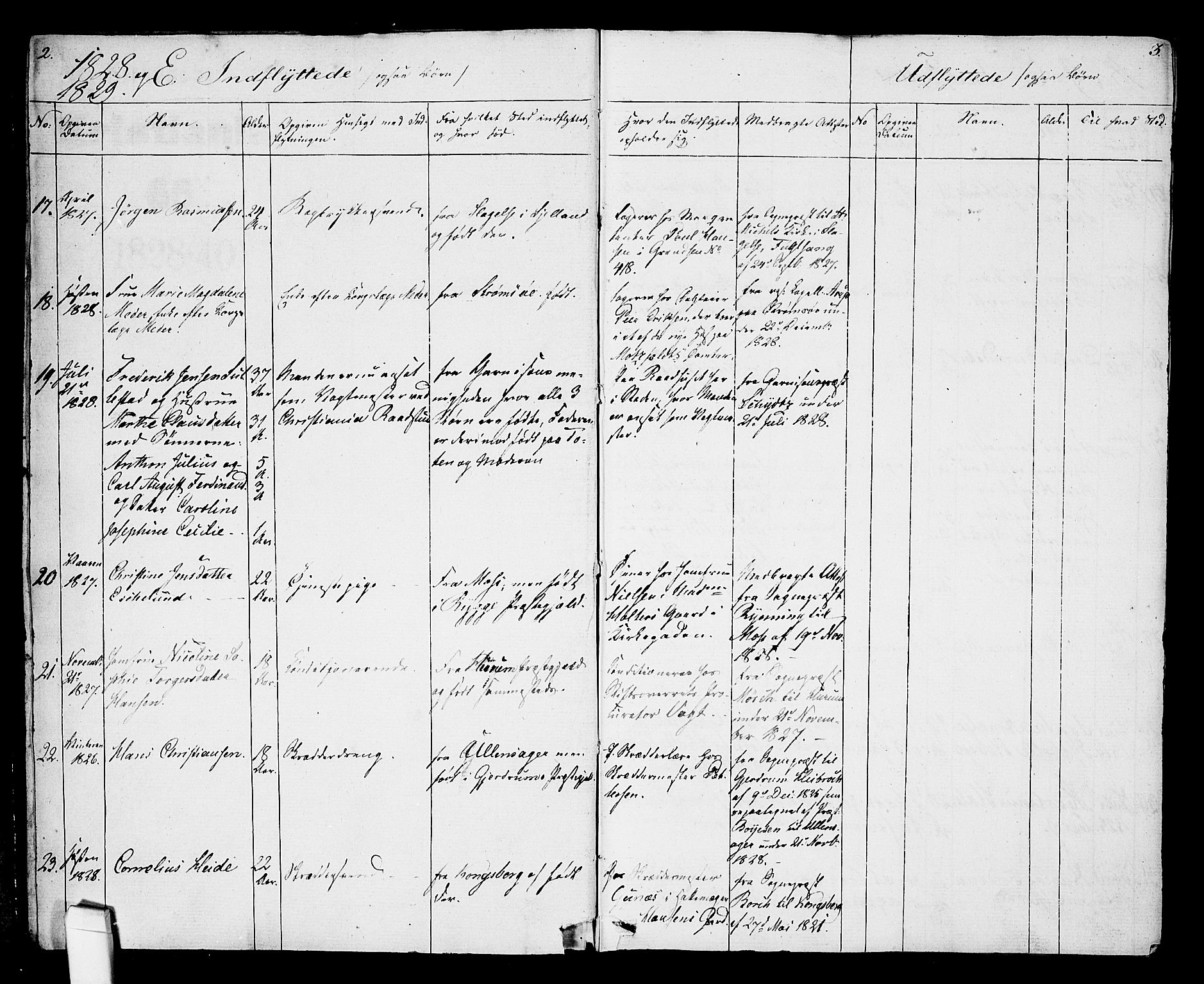 Oslo domkirke Kirkebøker, SAO/A-10752/F/Fa/L0027: Parish register (official) no. 27, 1828-1840, p. 2-3