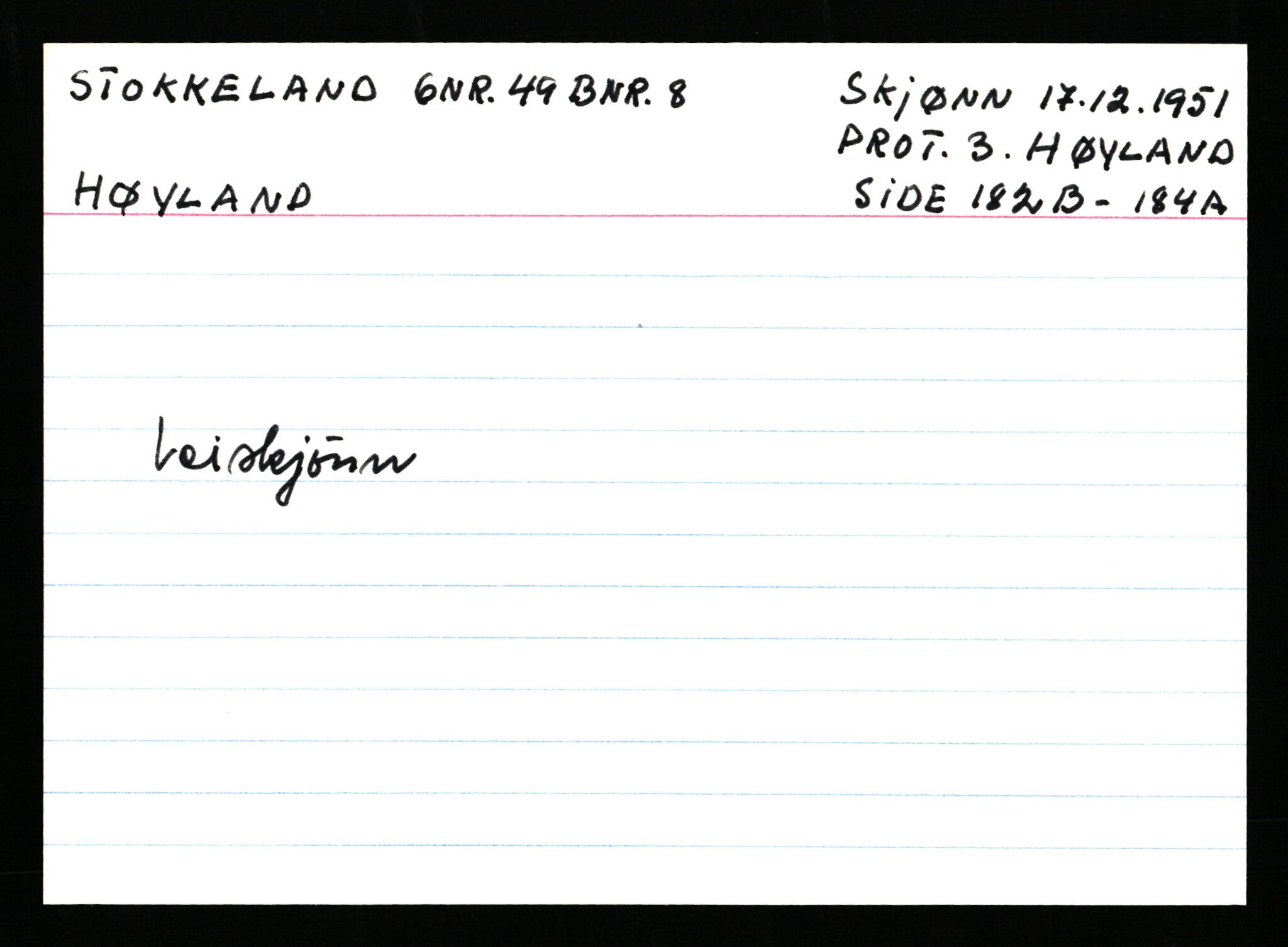 Statsarkivet i Stavanger, AV/SAST-A-101971/03/Y/Ym/L0056: Åstedskort sortert etter gårdsnavn: Stokkeland - Sund, 1600-1950, p. 12