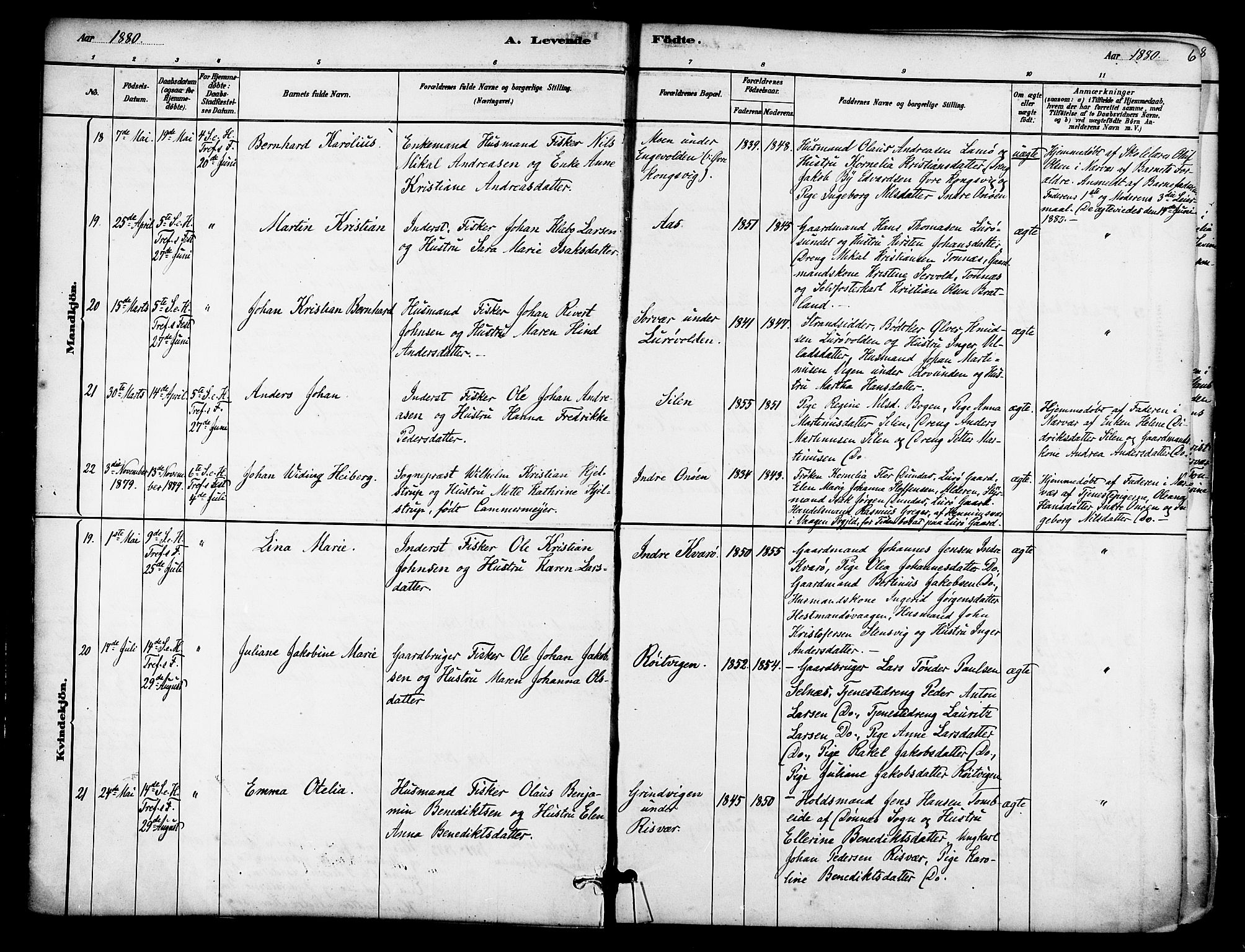 Ministerialprotokoller, klokkerbøker og fødselsregistre - Nordland, SAT/A-1459/839/L0568: Parish register (official) no. 839A05, 1880-1902, p. 6