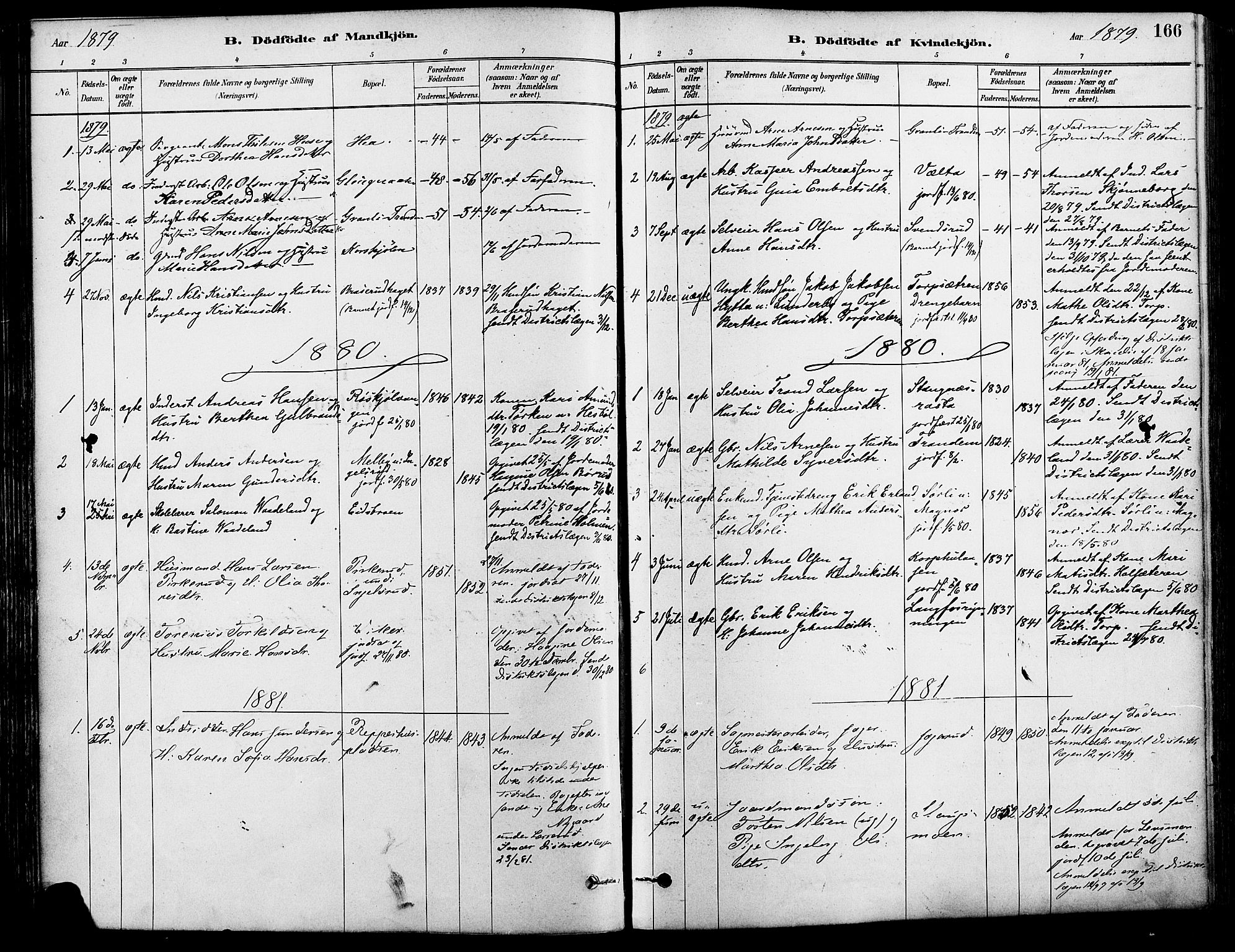 Eidskog prestekontor, AV/SAH-PREST-026/H/Ha/Haa/L0003: Parish register (official) no. 3, 1879-1892, p. 166