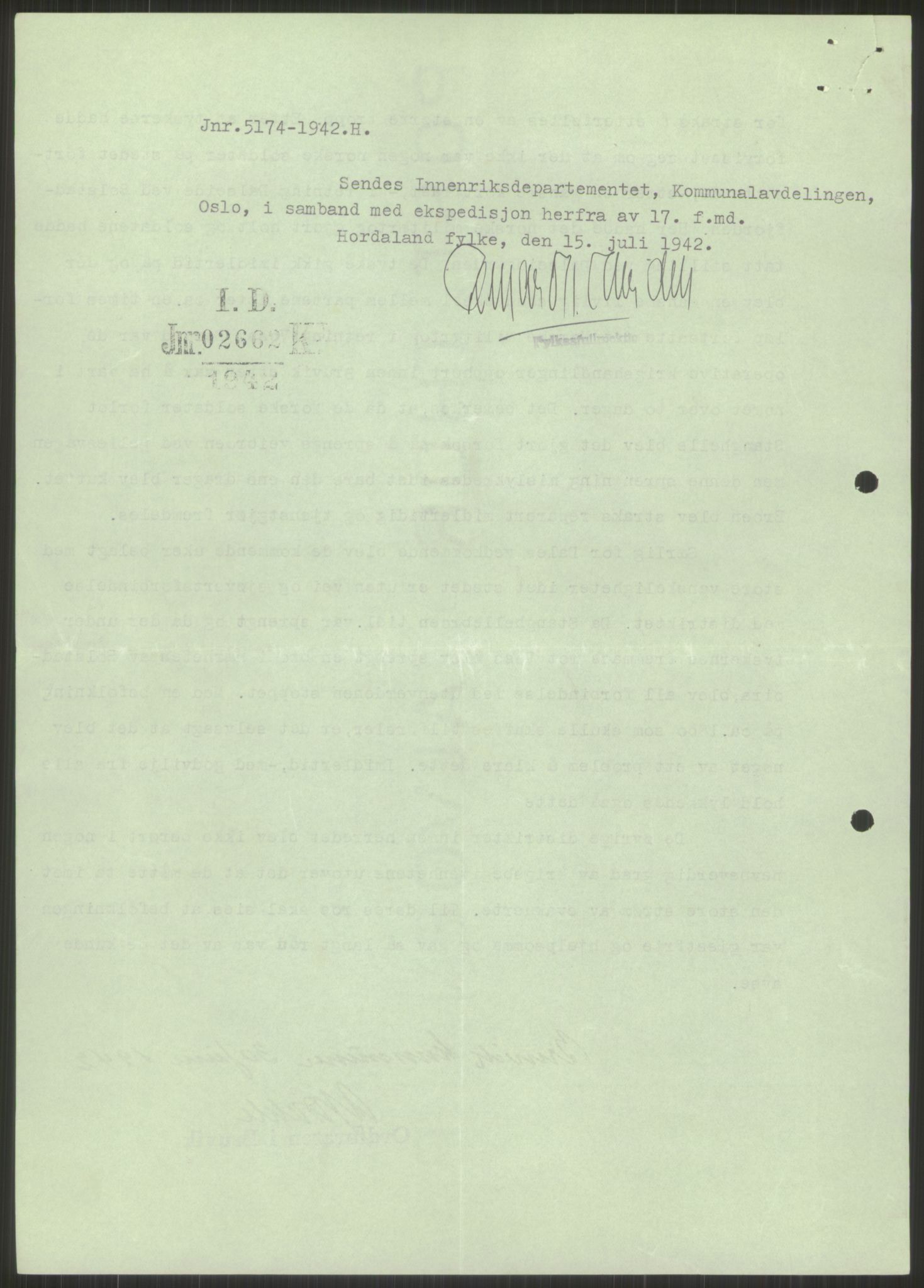 Forsvaret, Forsvarets krigshistoriske avdeling, AV/RA-RAFA-2017/Y/Ya/L0015: II-C-11-31 - Fylkesmenn.  Rapporter om krigsbegivenhetene 1940., 1940, p. 238