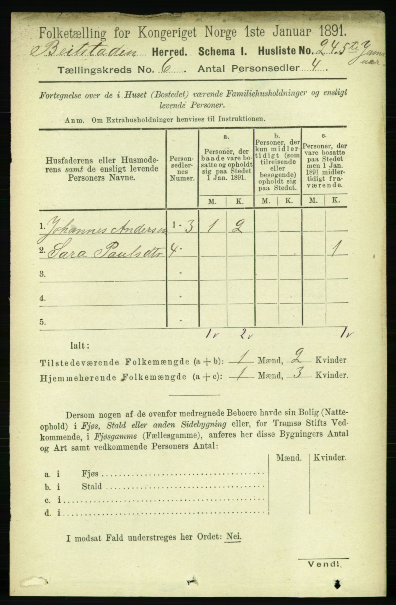 RA, 1891 census for 1727 Beitstad, 1891, p. 1522