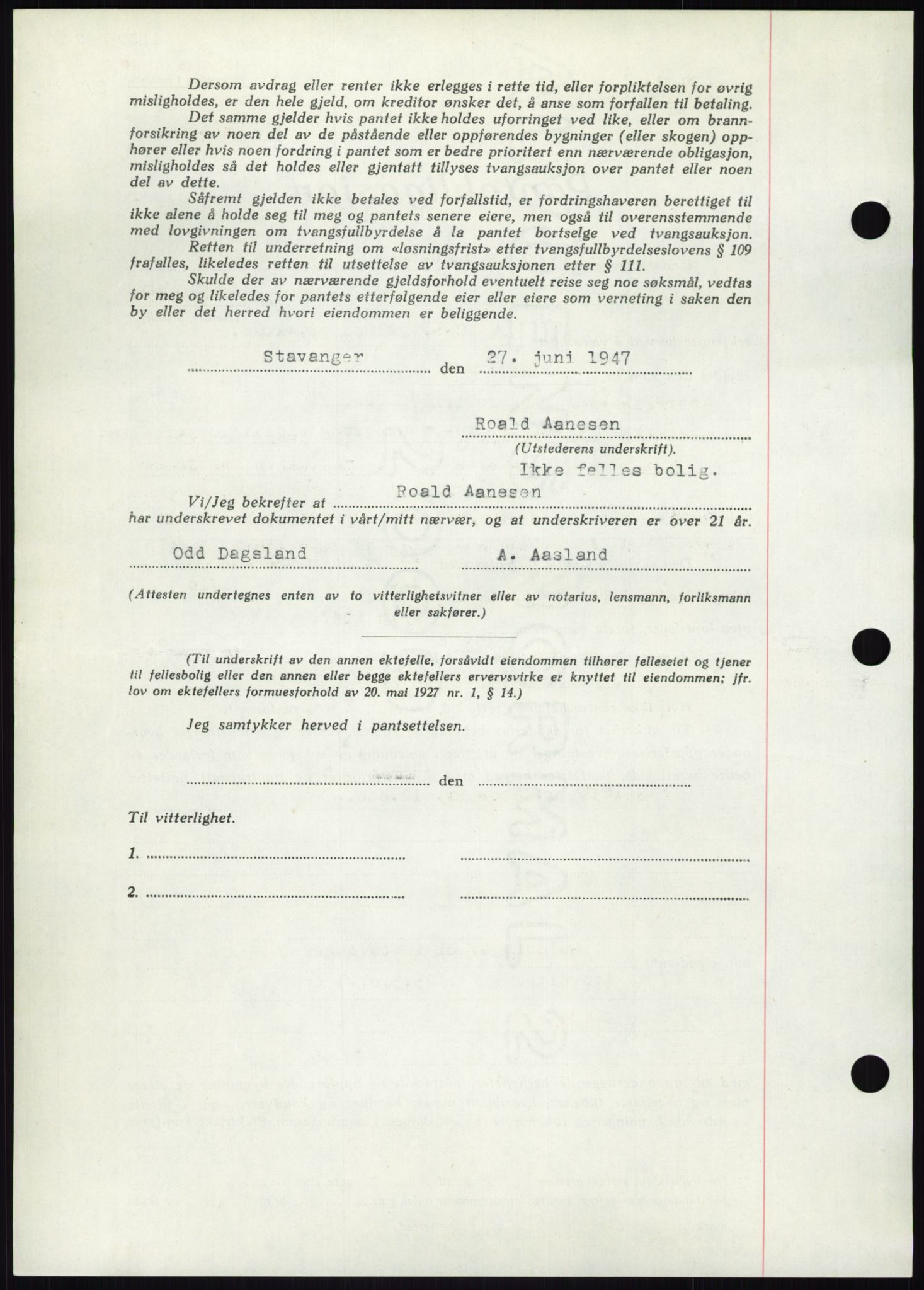 Stavanger byrett, AV/SAST-A-100455/002/G/Gb/L0032: Mortgage book, 1947-1950, Diary no: : 1539/1947