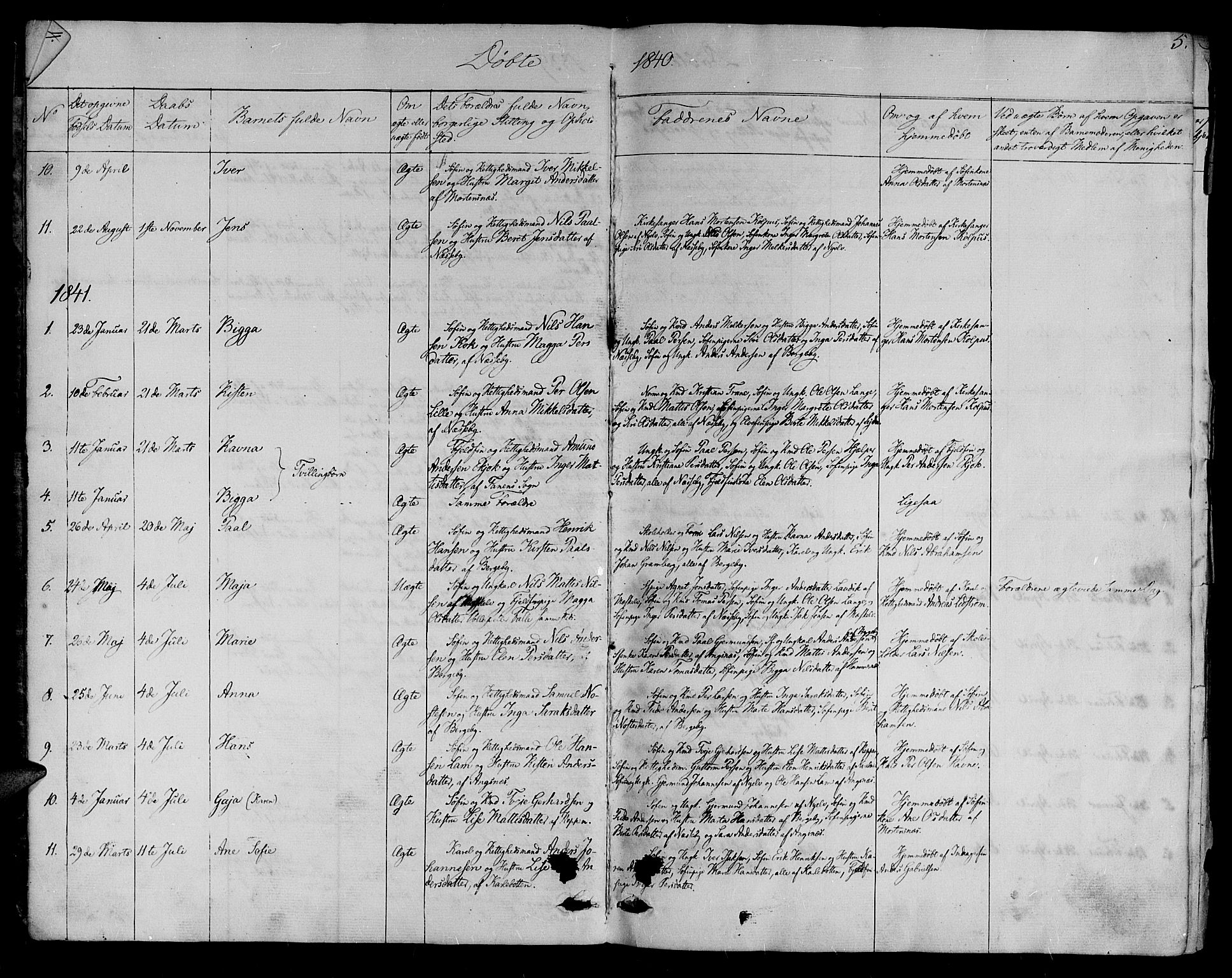 Nesseby sokneprestkontor, SATØ/S-1330/H/Ha/L0001kirke: Parish register (official) no. 1, 1838-1855, p. 5