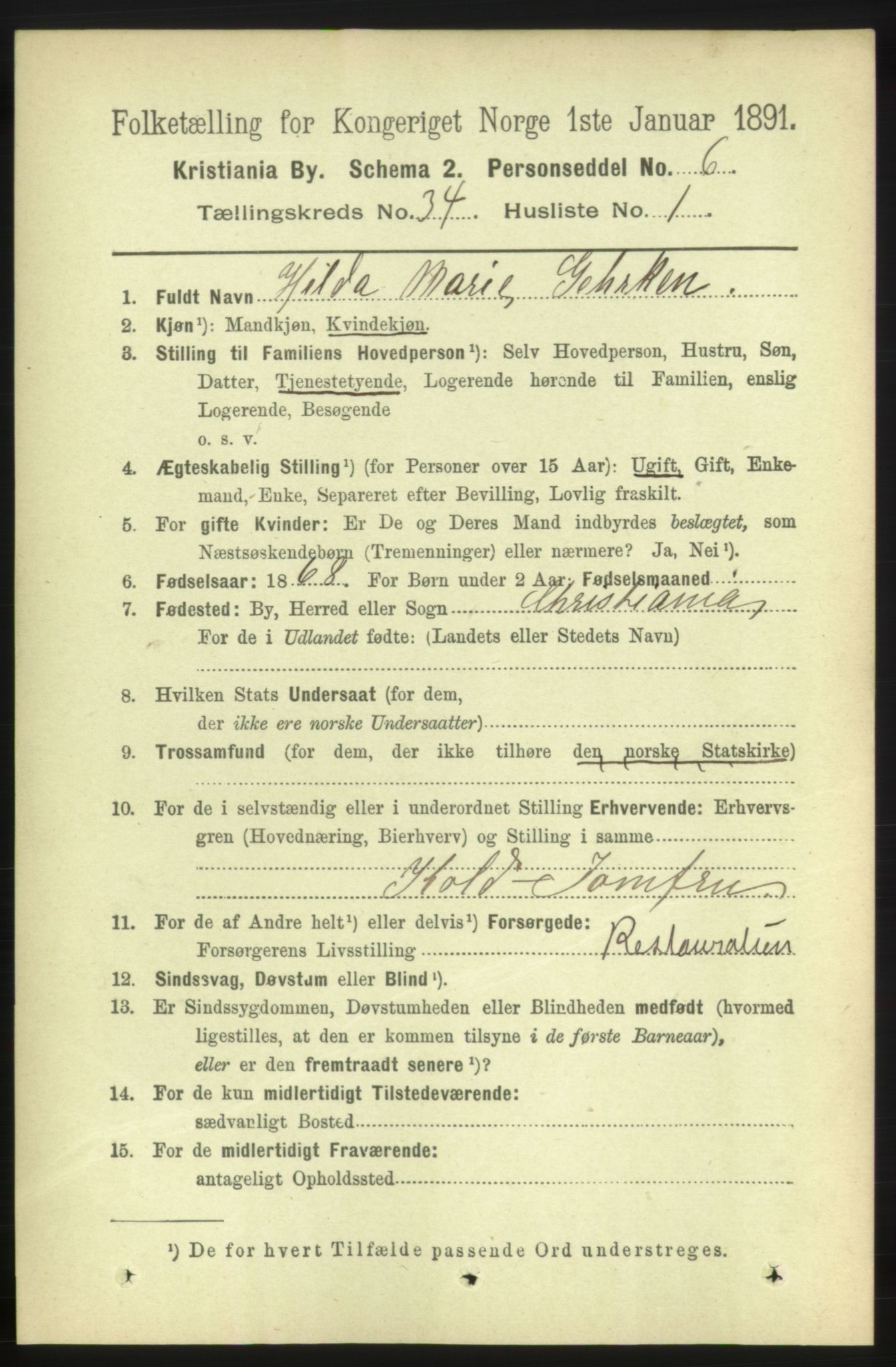 RA, 1891 census for 0301 Kristiania, 1891, p. 18363