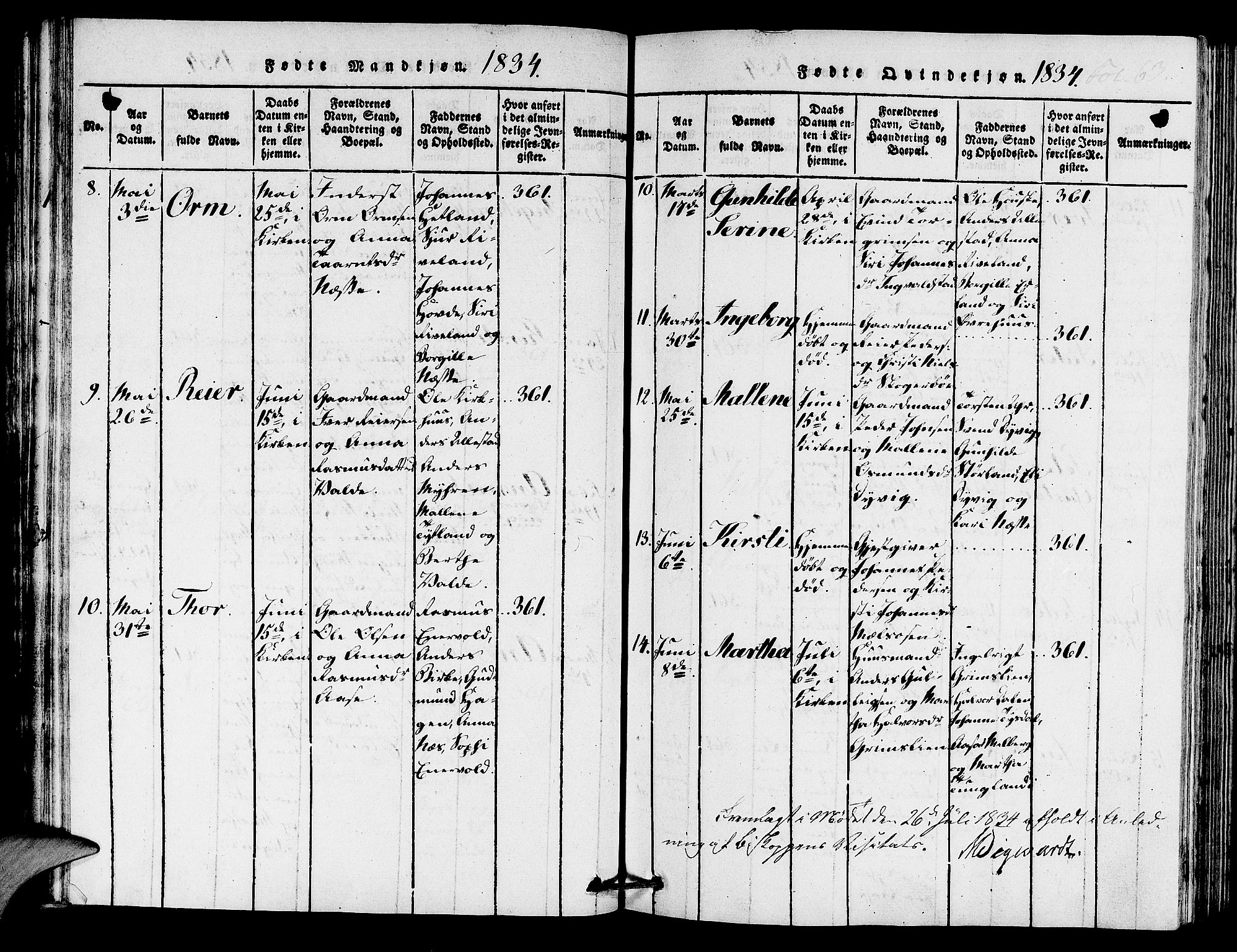 Hjelmeland sokneprestkontor, SAST/A-101843/01/IV/L0005: Parish register (official) no. A 5, 1816-1841, p. 63