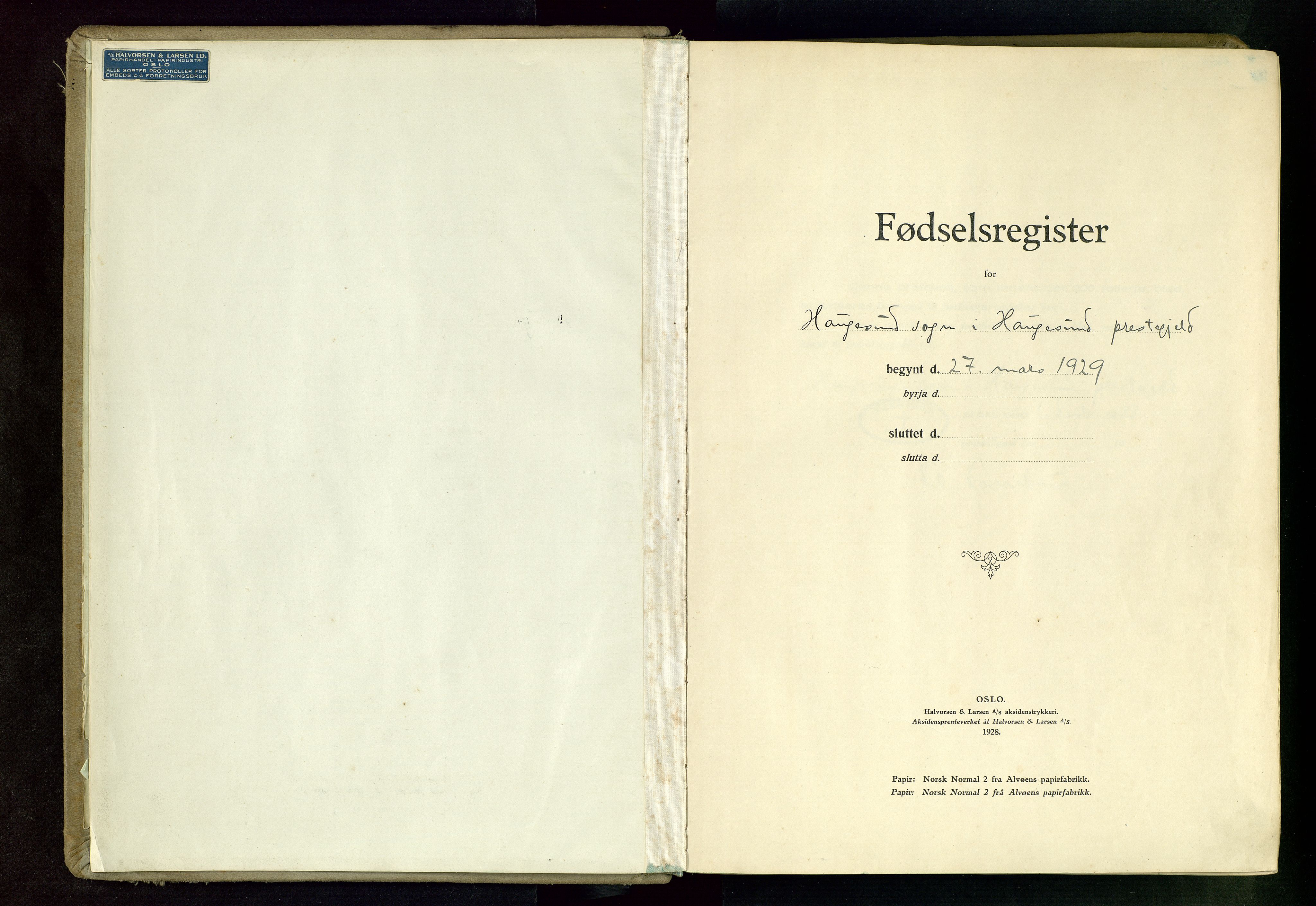 Haugesund sokneprestkontor, SAST/A -101863/I/Id/L0006: Birth register no. 6, 1929-1937