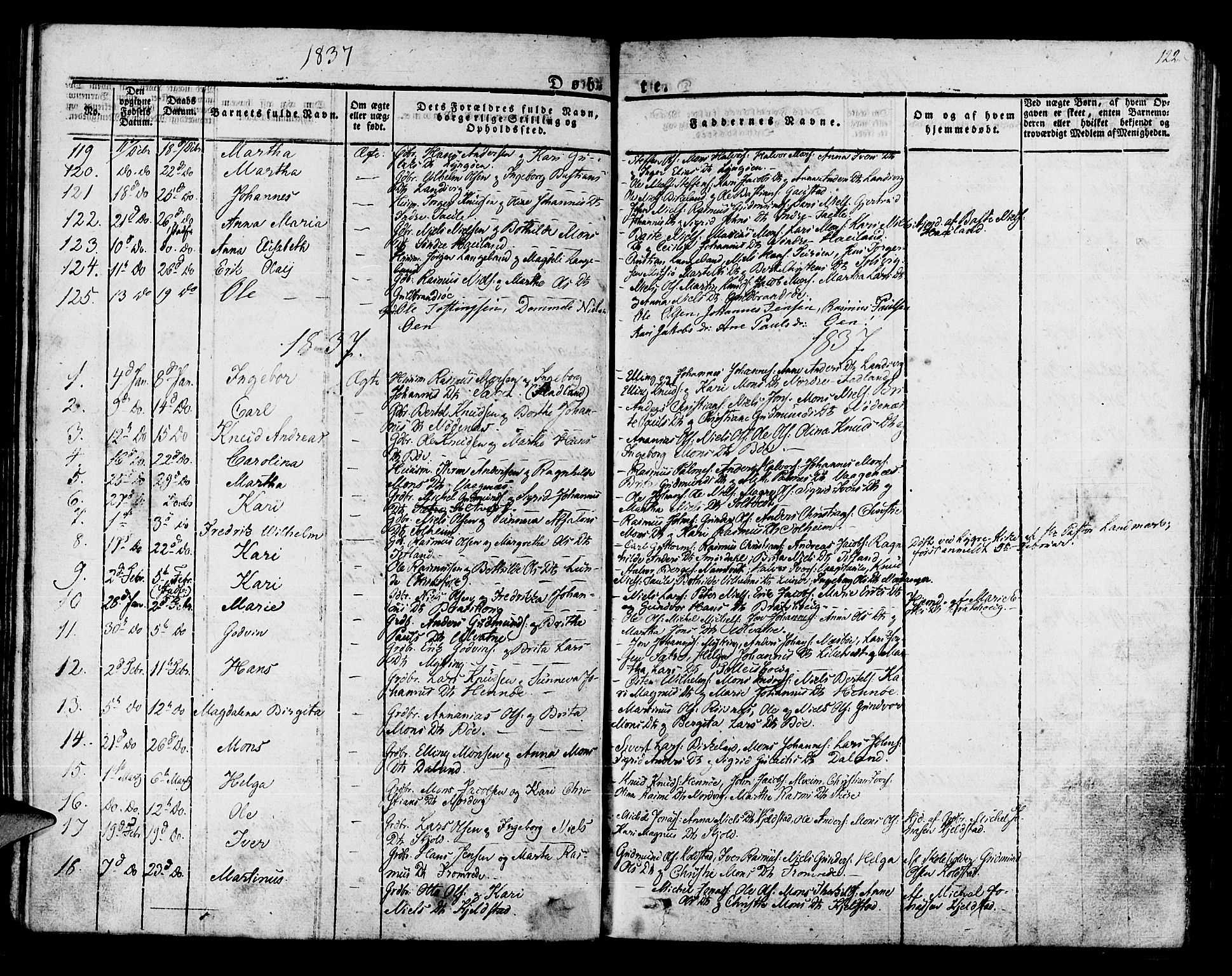 Manger sokneprestembete, SAB/A-76801/H/Haa: Parish register (official) no. A 4, 1824-1838, p. 122