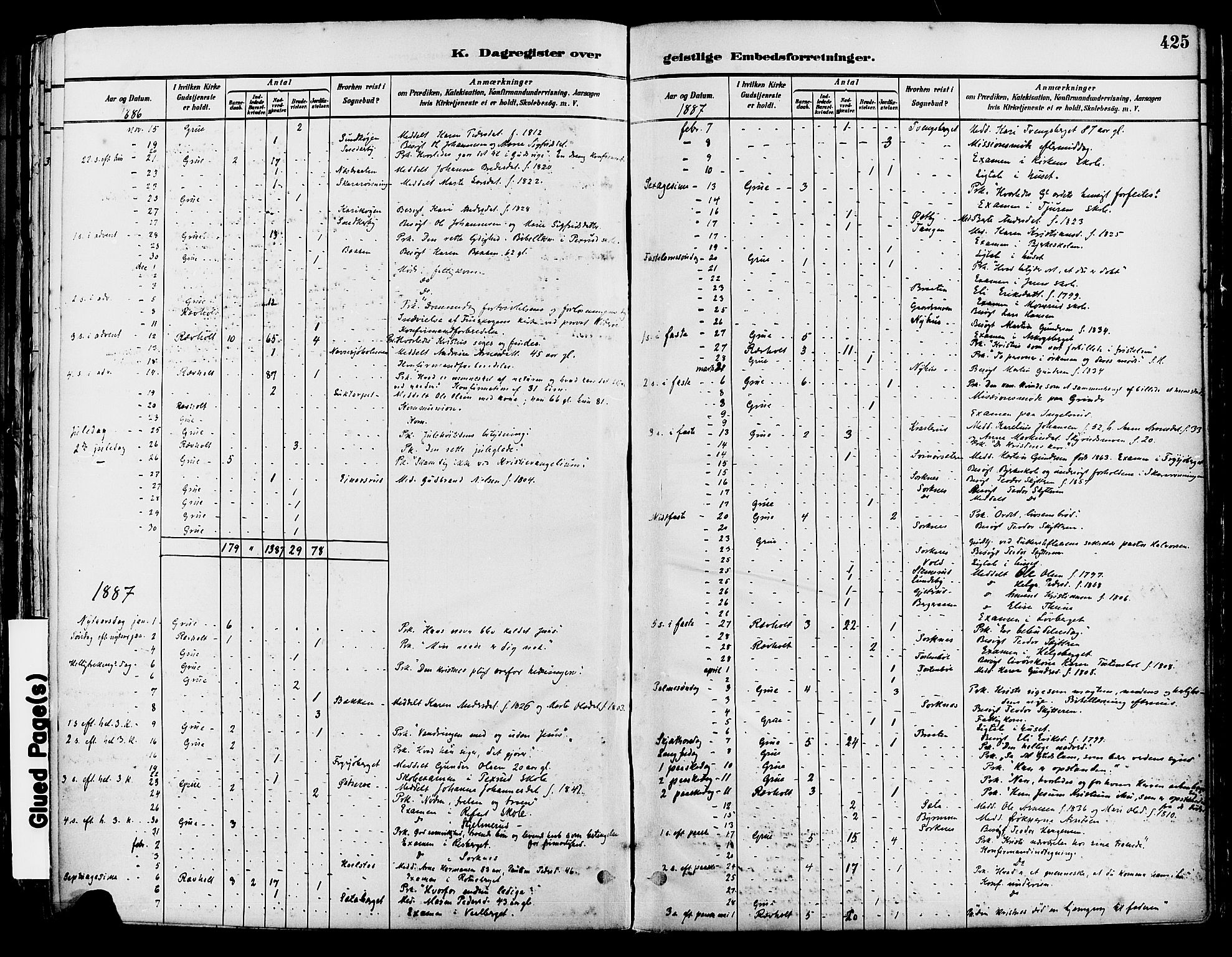 Grue prestekontor, AV/SAH-PREST-036/H/Ha/Haa/L0012: Parish register (official) no. 12, 1881-1897, p. 425