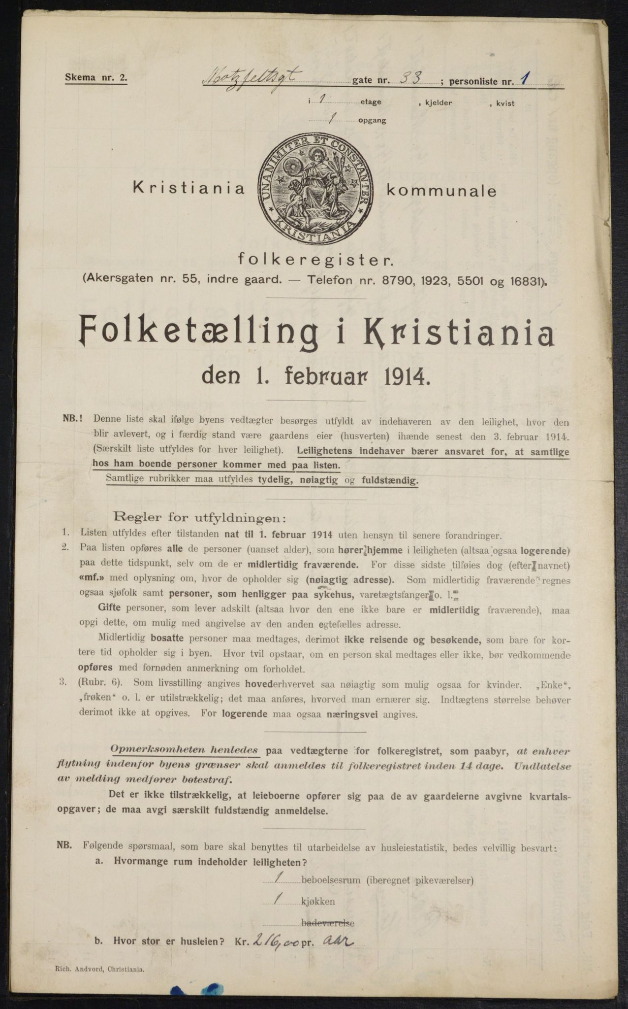 OBA, Municipal Census 1914 for Kristiania, 1914, p. 66603