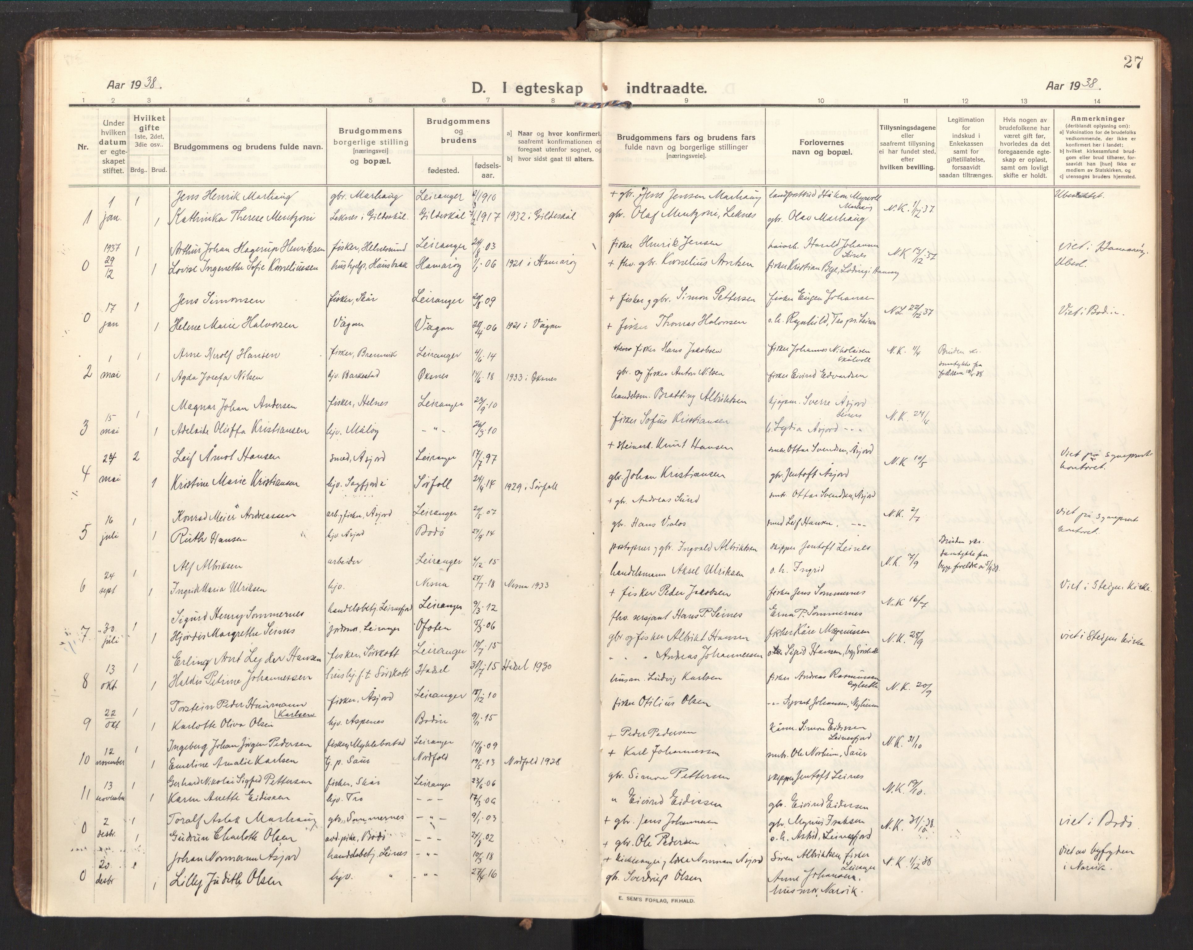 Ministerialprotokoller, klokkerbøker og fødselsregistre - Nordland, AV/SAT-A-1459/857/L0825: Parish register (official) no. 857A05, 1917-1946, p. 27