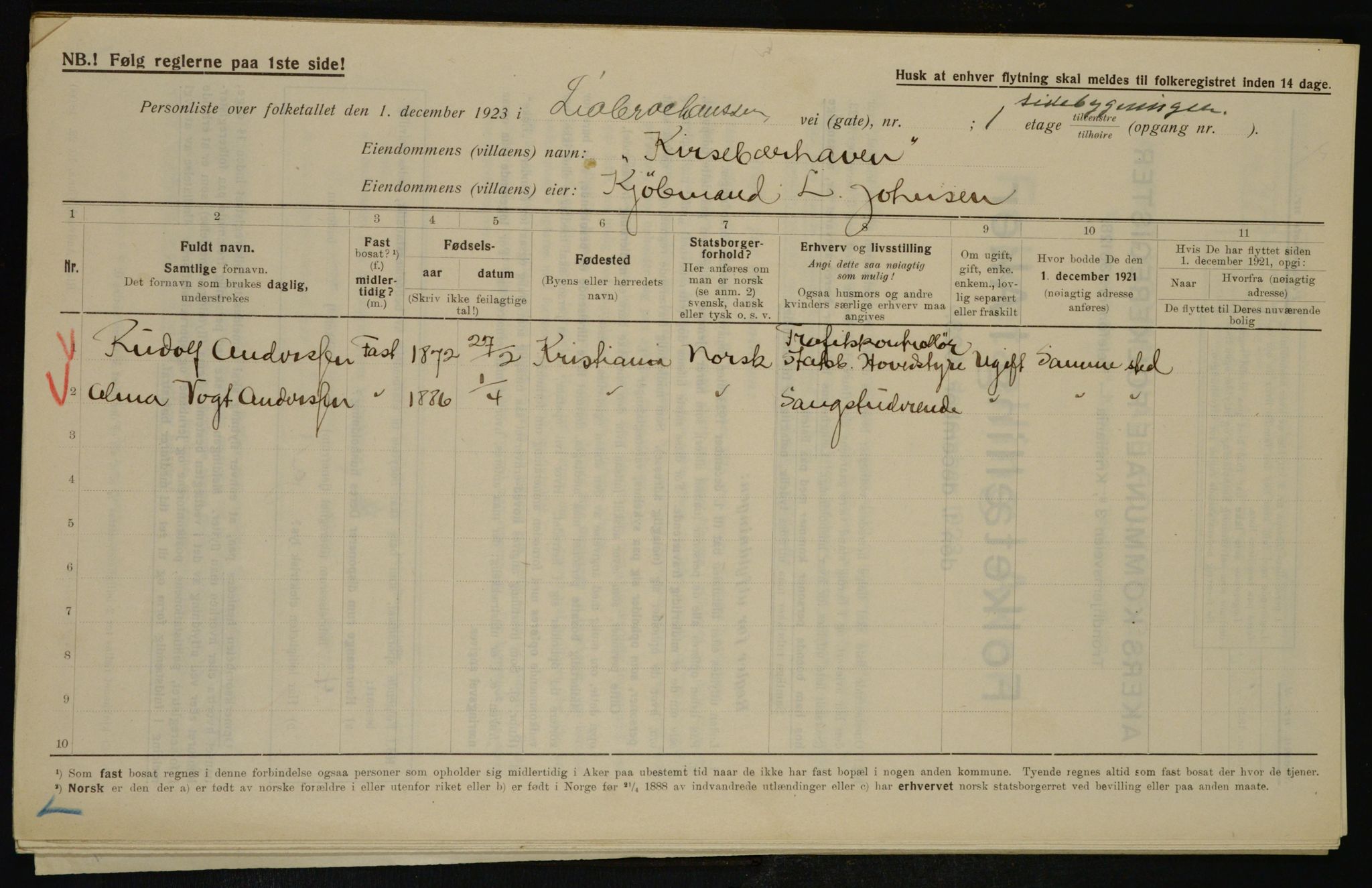 , Municipal Census 1923 for Aker, 1923, p. 41274