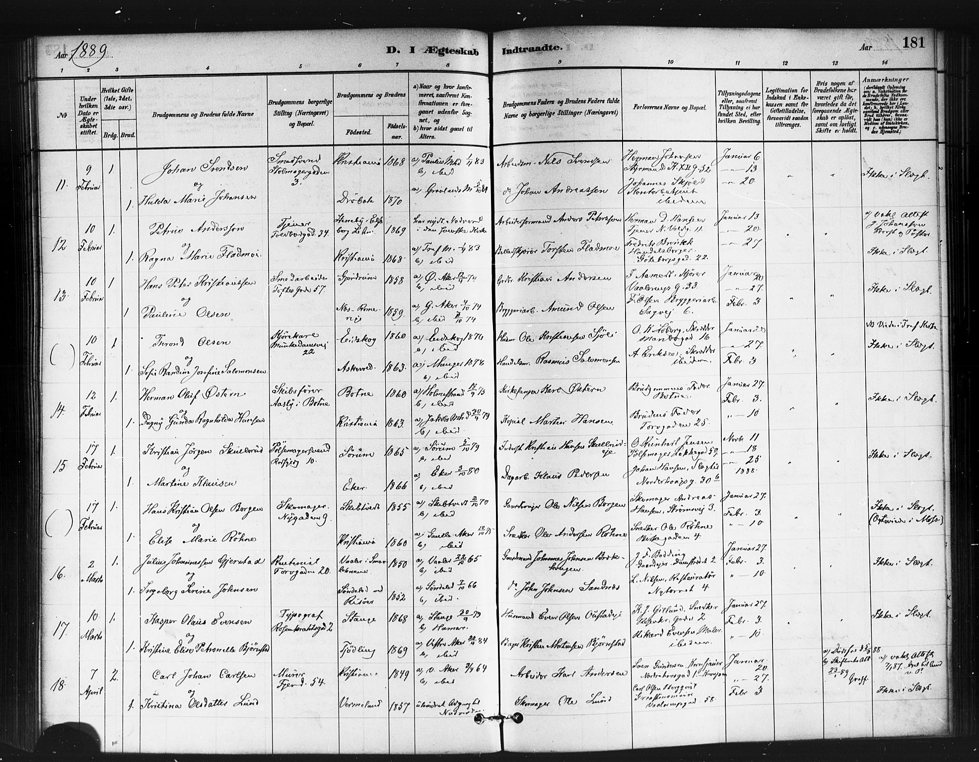 Jakob prestekontor Kirkebøker, SAO/A-10850/F/Fa/L0004: Parish register (official) no. 4, 1880-1894, p. 181
