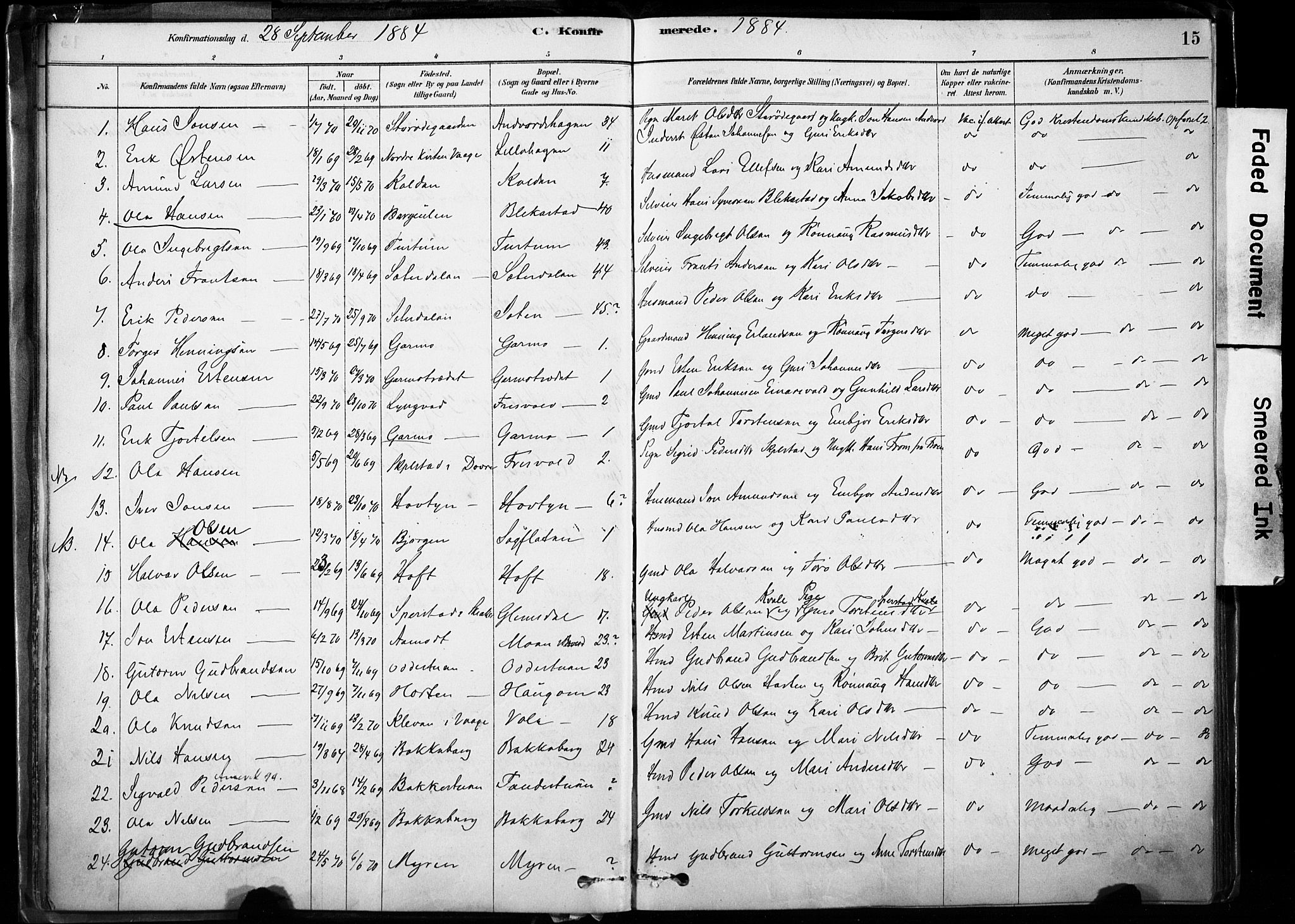 Lom prestekontor, AV/SAH-PREST-070/K/L0009: Parish register (official) no. 9, 1878-1907, p. 15