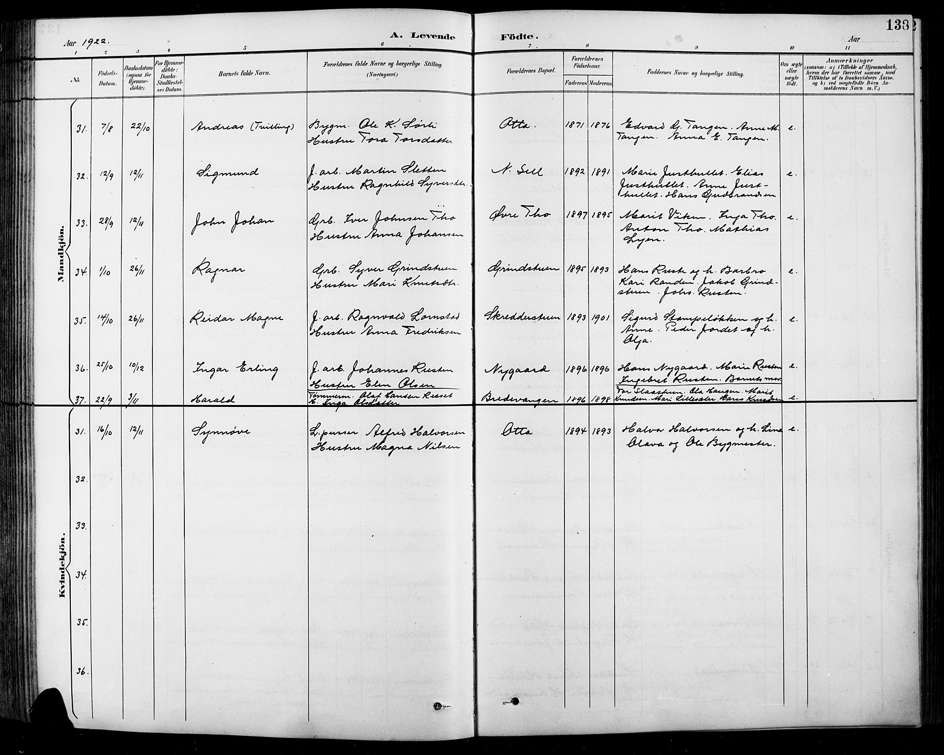 Sel prestekontor, SAH/PREST-074/H/Ha/Hab/L0001: Parish register (copy) no. 1, 1894-1923, p. 138