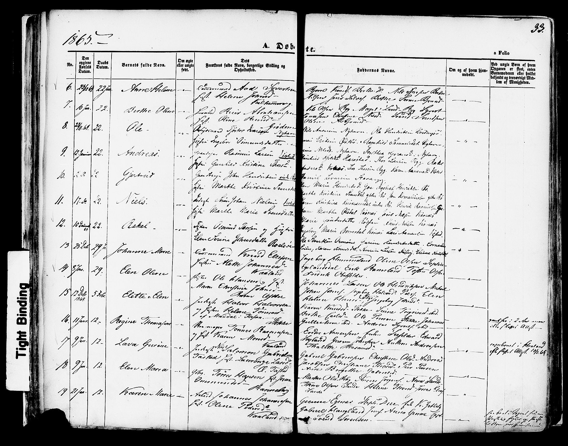 Hetland sokneprestkontor, AV/SAST-A-101826/30/30BA/L0003: Parish register (official) no. A 3, 1862-1876, p. 33