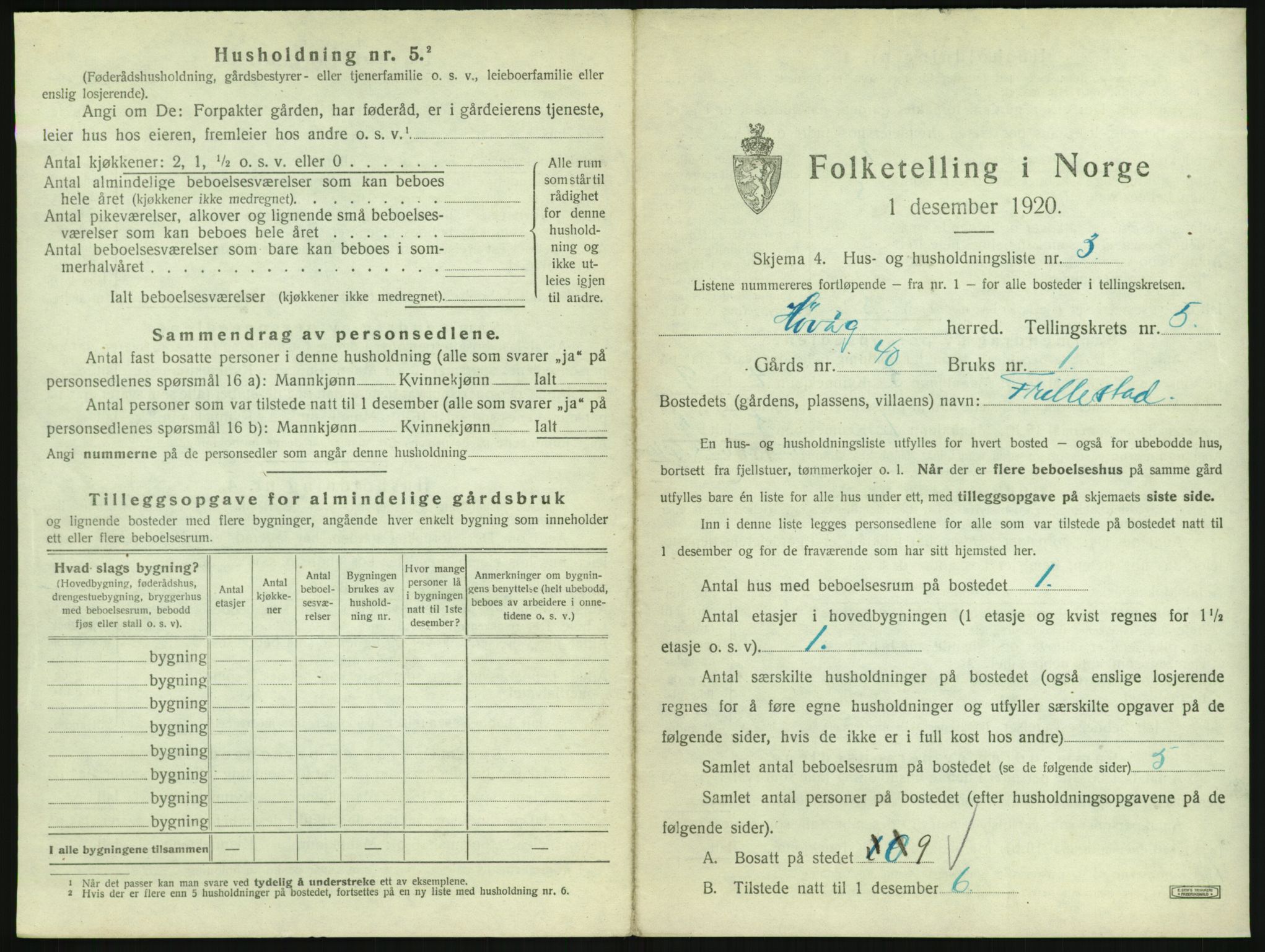 SAK, 1920 census for Høvåg, 1920, p. 396