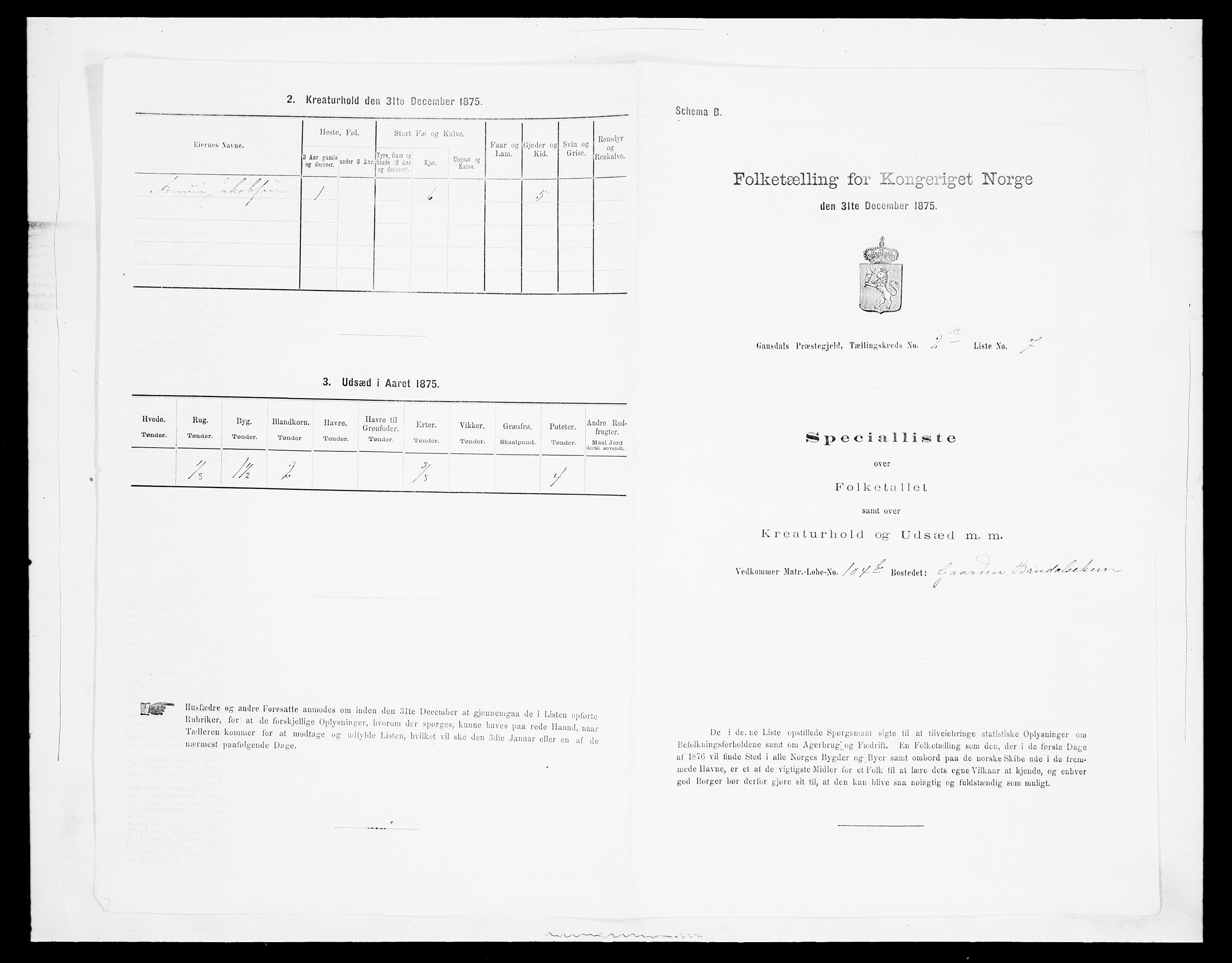 SAH, 1875 census for 0522P Gausdal, 1875, p. 523