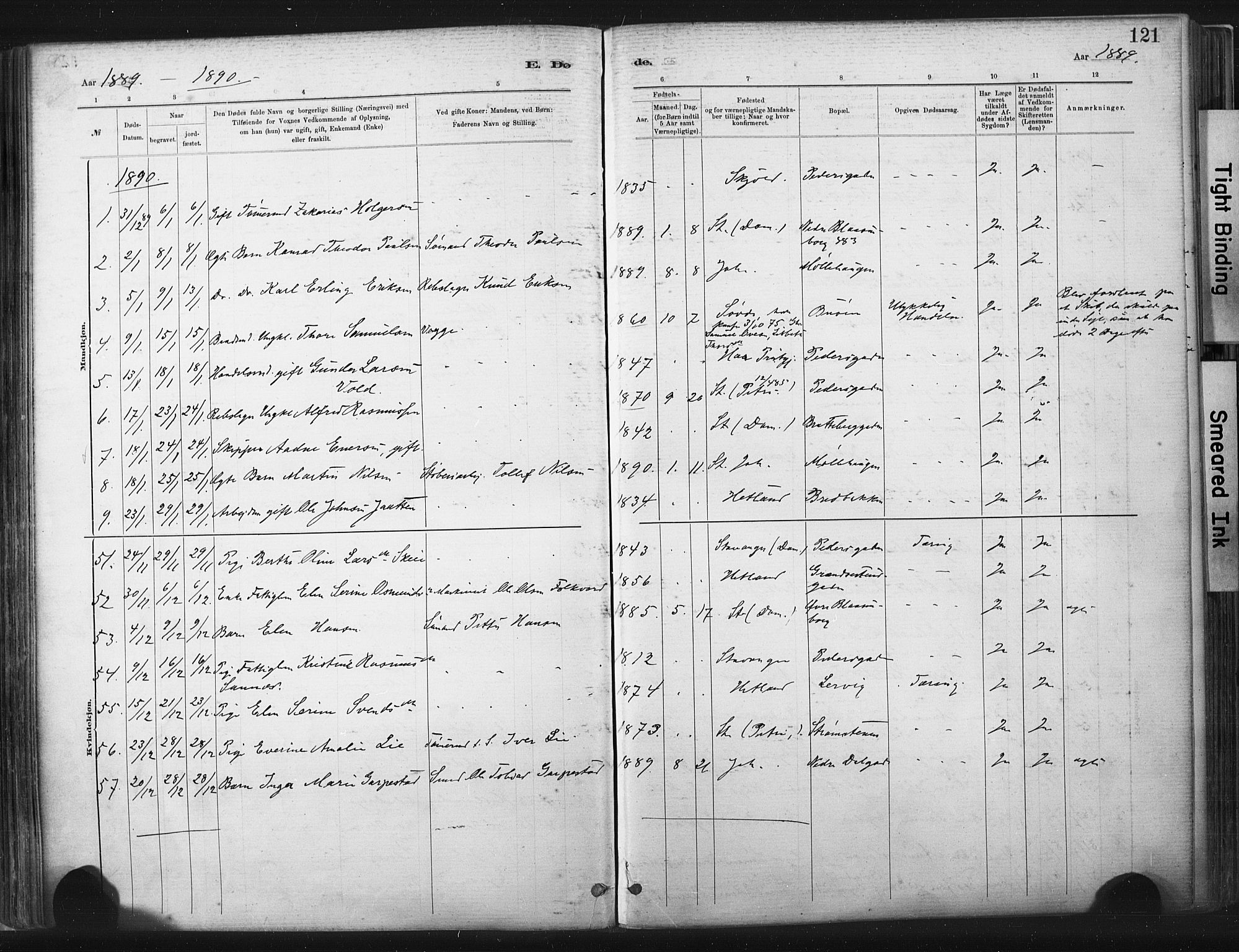 St. Johannes sokneprestkontor, SAST/A-101814/001/30/30BA/L0003: Parish register (official) no. A 3, 1885-1910, p. 121