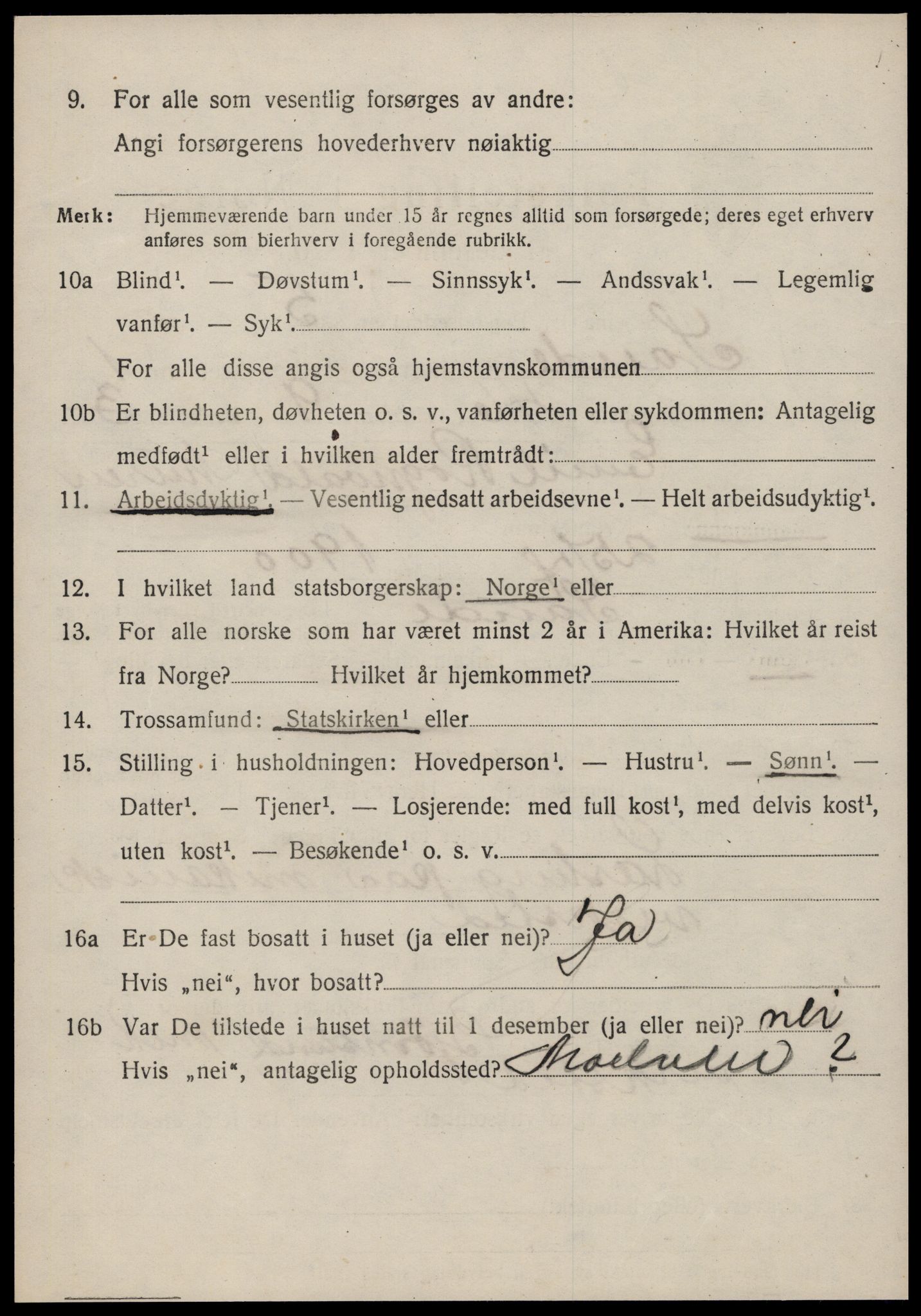 SAT, 1920 census for Sande (MR), 1920, p. 1575