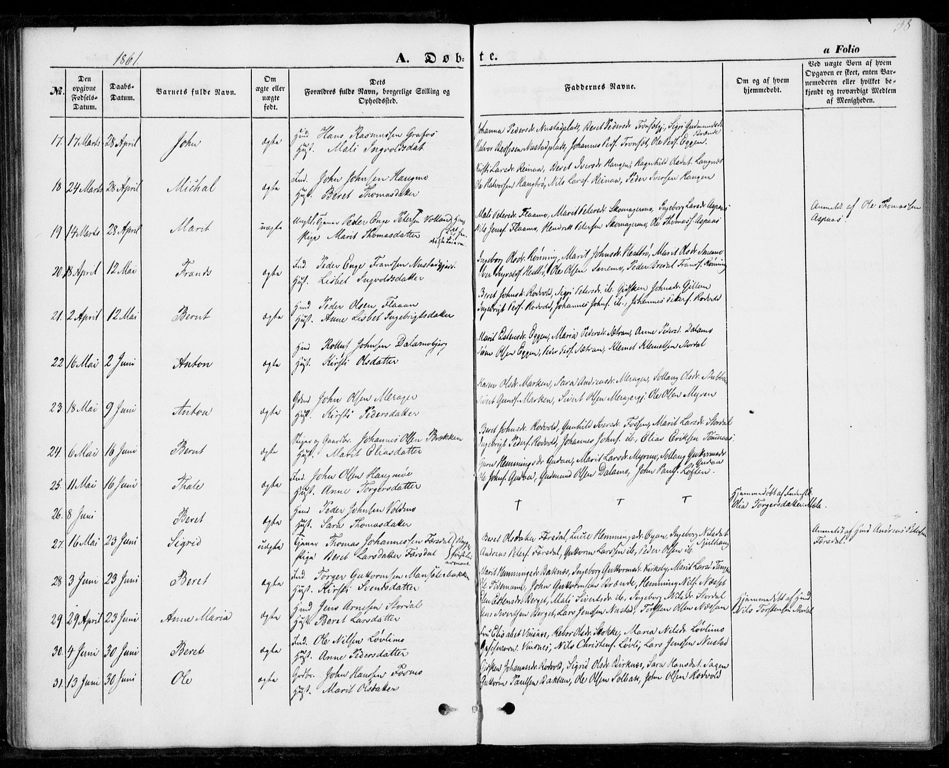 Ministerialprotokoller, klokkerbøker og fødselsregistre - Nord-Trøndelag, SAT/A-1458/706/L0040: Parish register (official) no. 706A01, 1850-1861, p. 38