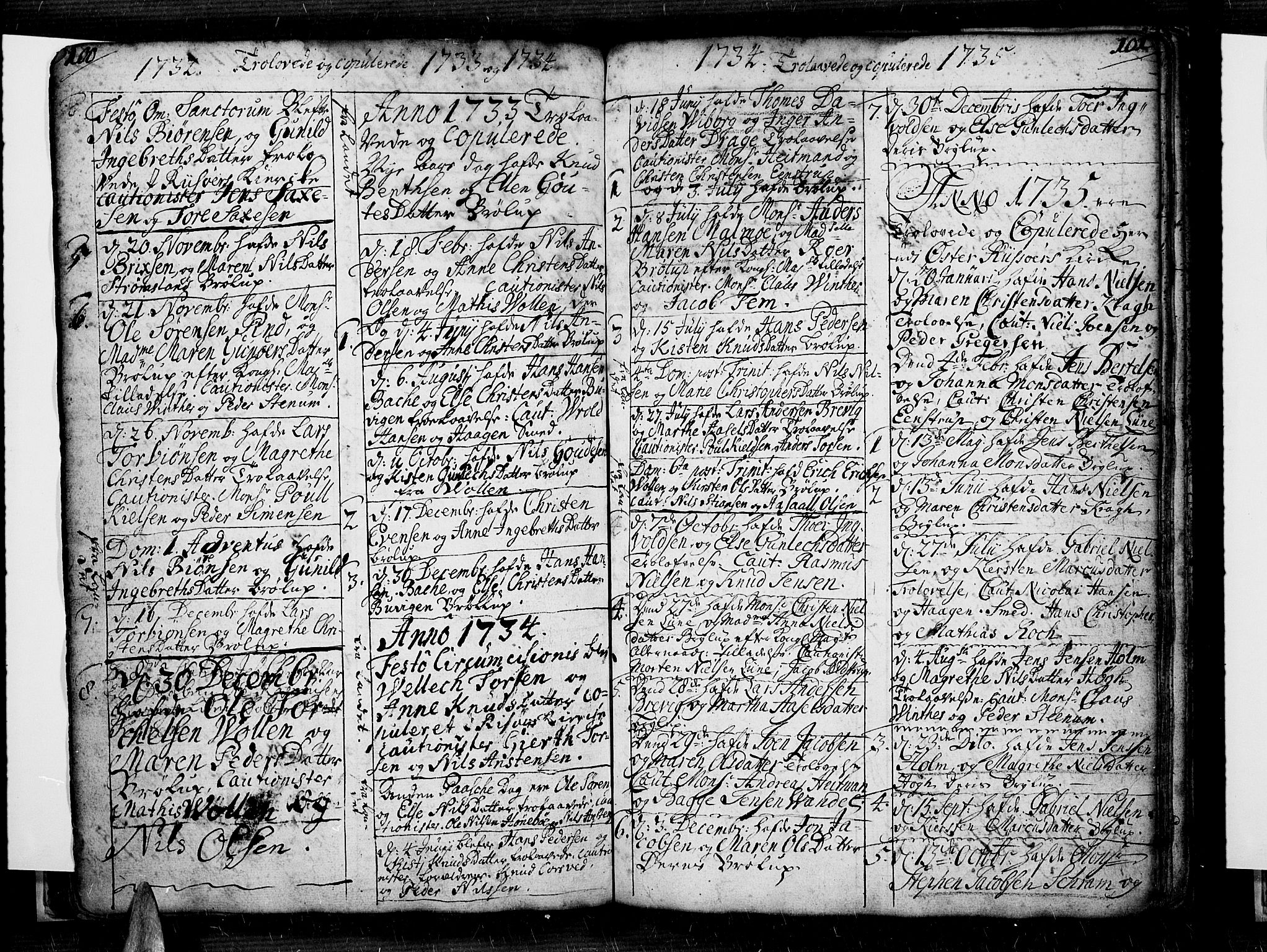 Risør sokneprestkontor, SAK/1111-0035/F/Fb/L0001: Parish register (copy) no. B 1, 1716-1747, p. 100-101