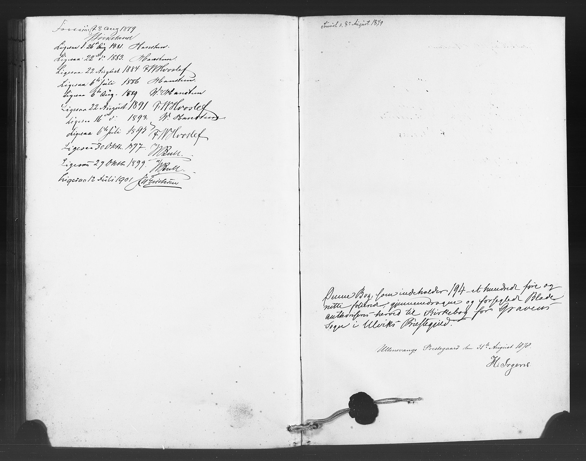 Ulvik sokneprestembete, SAB/A-78801/H/Haa: Parish register (official) no. C 1, 1878-1903, p. 194