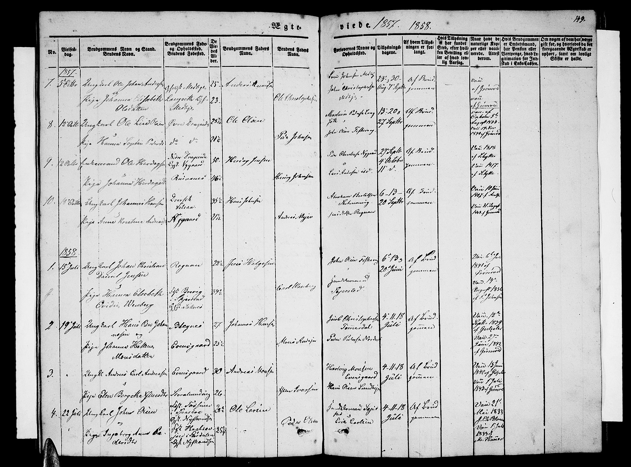 Ministerialprotokoller, klokkerbøker og fødselsregistre - Nordland, SAT/A-1459/847/L0678: Parish register (copy) no. 847C06, 1854-1870, p. 149