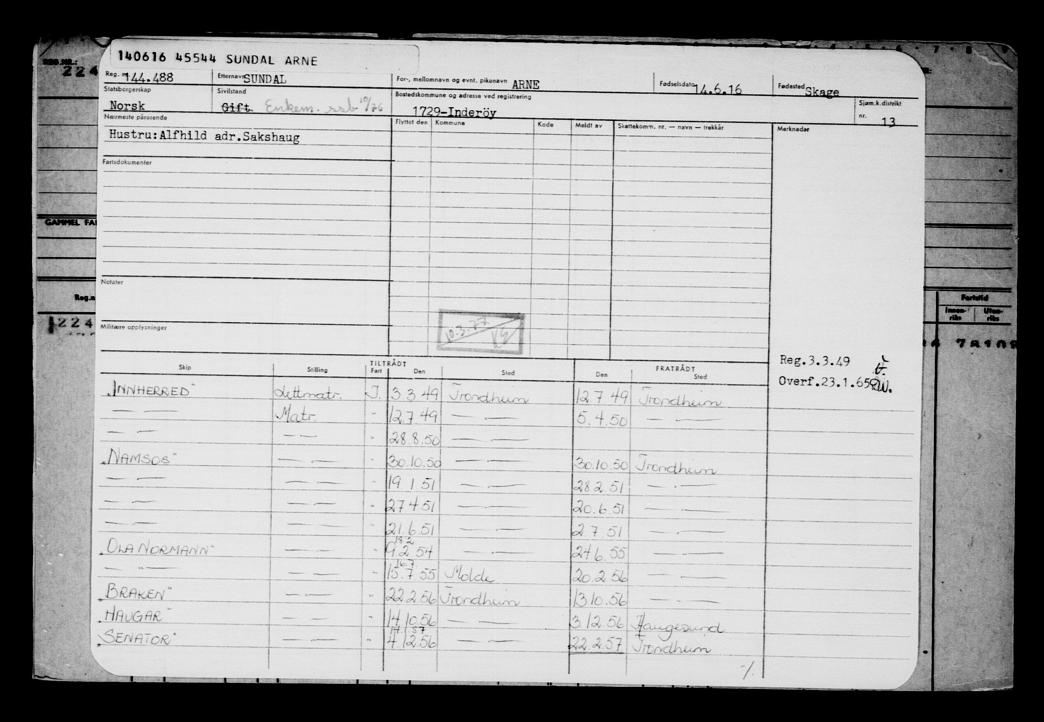 Direktoratet for sjømenn, AV/RA-S-3545/G/Gb/L0140: Hovedkort, 1916, p. 95