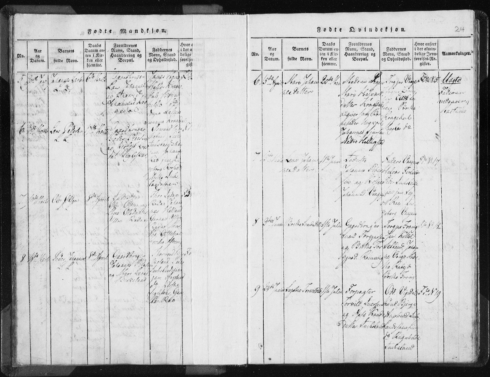 Vikedal sokneprestkontor, AV/SAST-A-101840/01/IV: Parish register (official) no. A 5, 1817-1850, p. 24