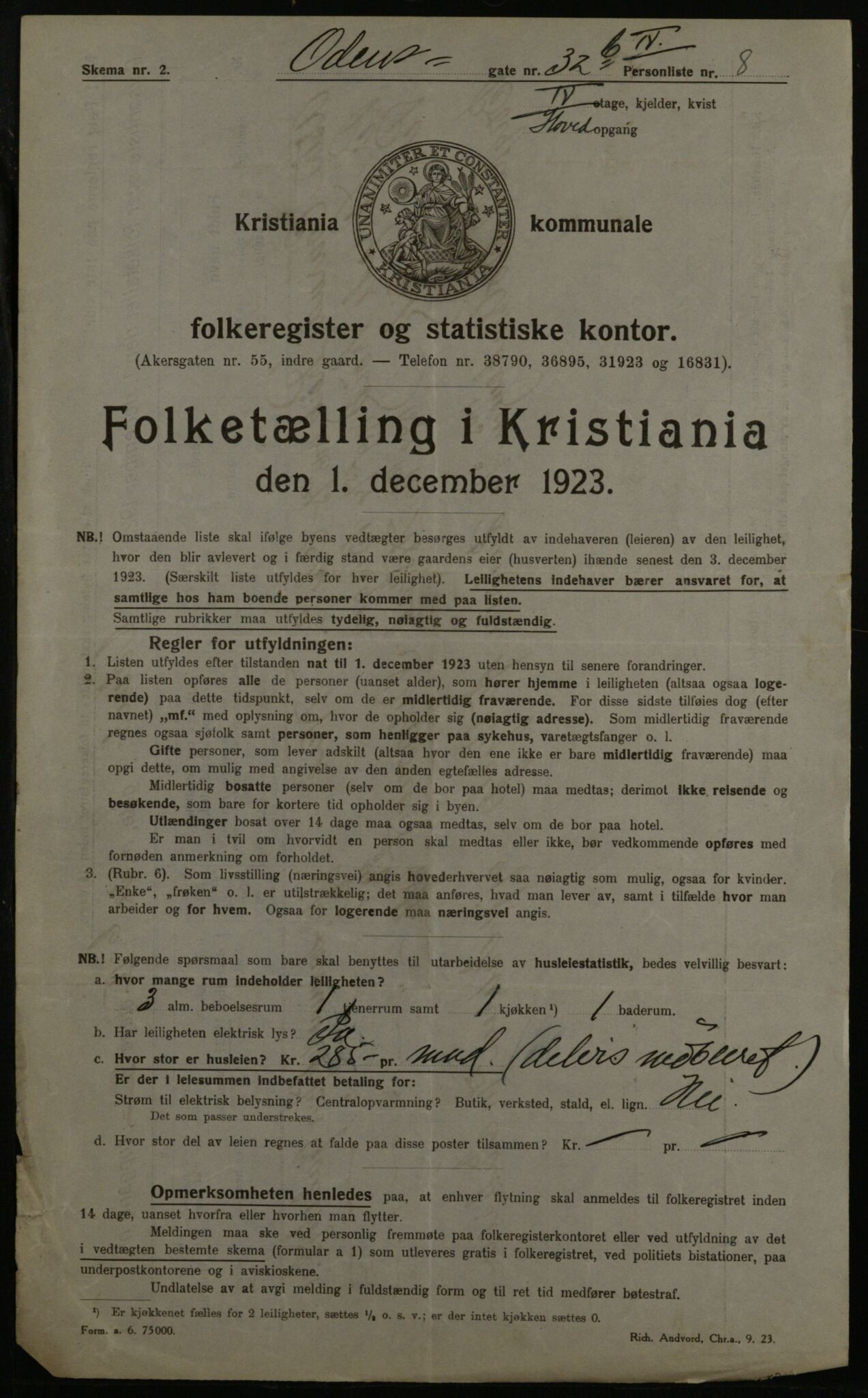 OBA, Municipal Census 1923 for Kristiania, 1923, p. 82423