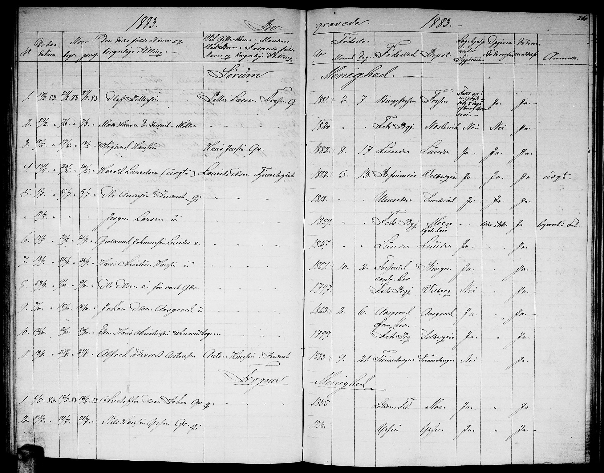 Sørum prestekontor Kirkebøker, AV/SAO-A-10303/G/Ga/L0004: Parish register (copy) no. I 4, 1864-1885, p. 210