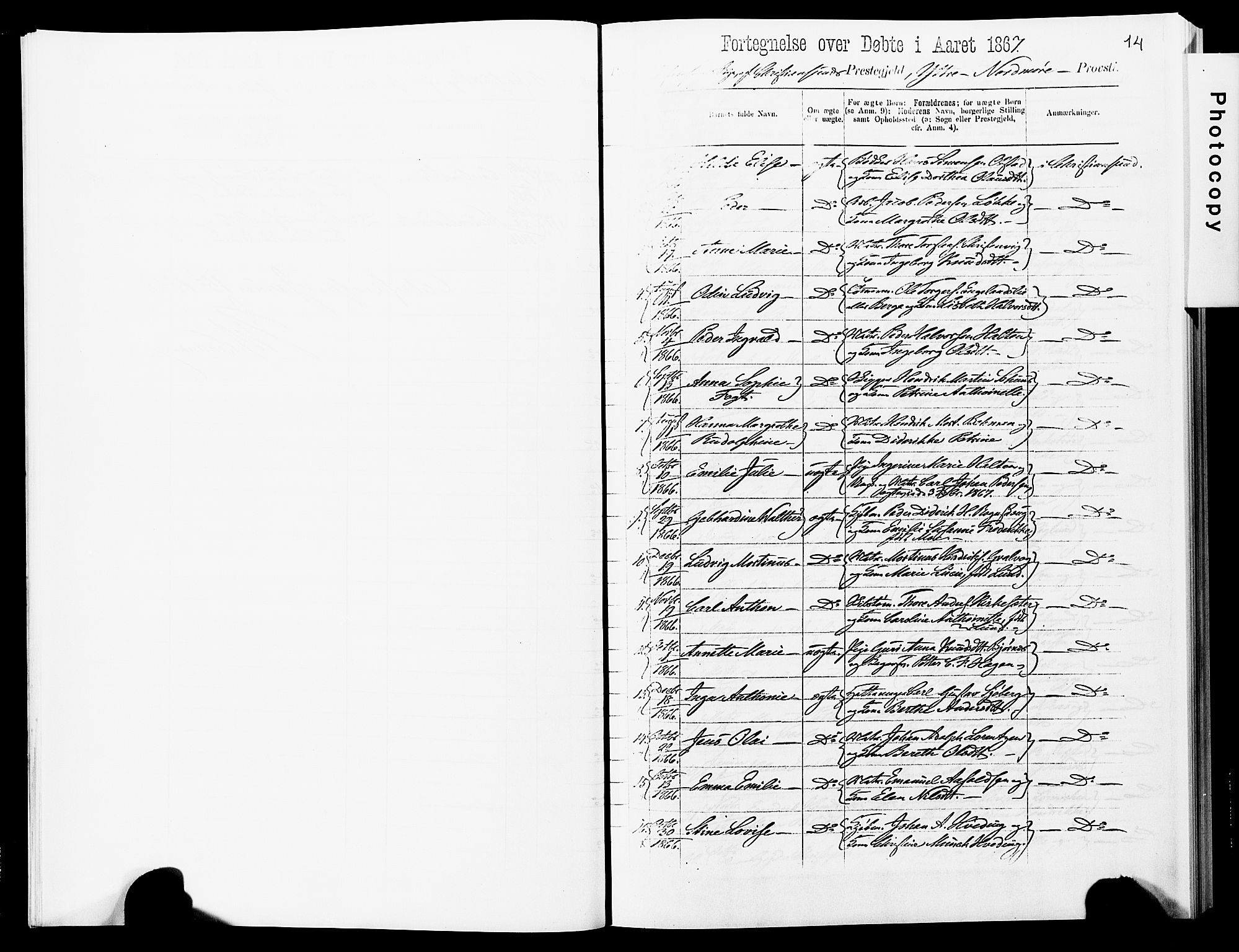 Ministerialprotokoller, klokkerbøker og fødselsregistre - Møre og Romsdal, AV/SAT-A-1454/572/L0857: Parish register (official) no. 572D01, 1866-1872, p. 14