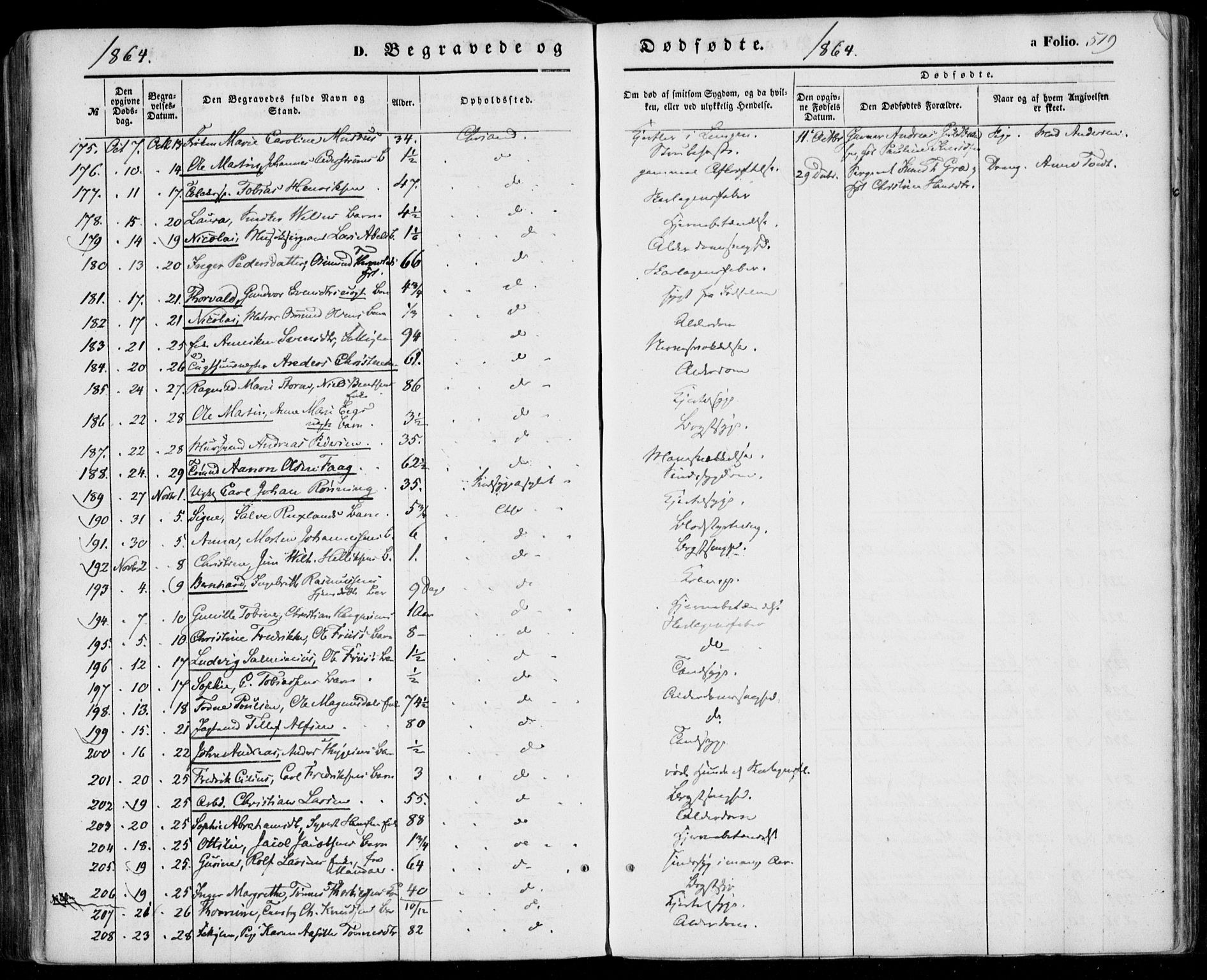 Kristiansand domprosti, SAK/1112-0006/F/Fa/L0014: Parish register (official) no. A 14, 1852-1867, p. 519