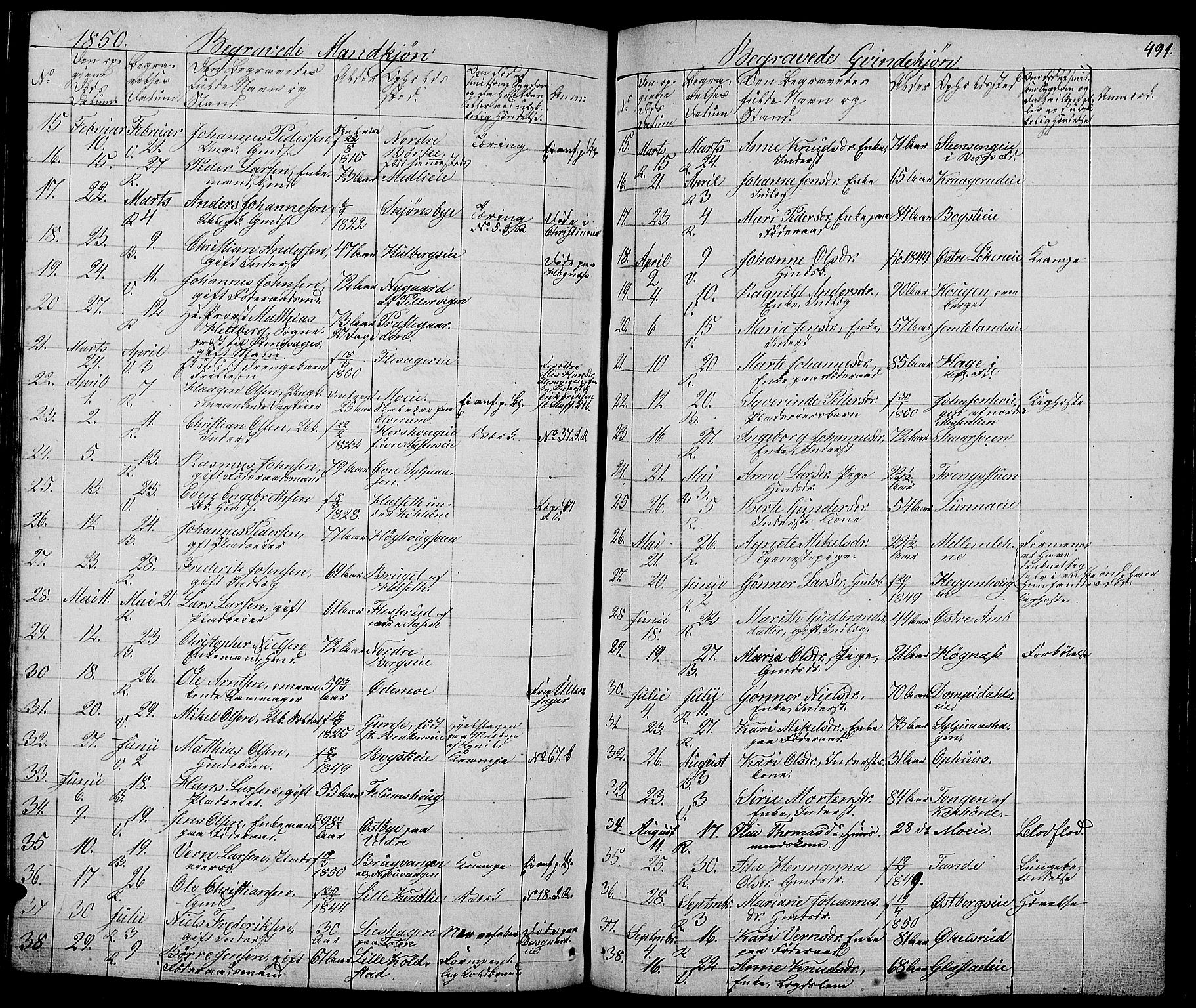 Ringsaker prestekontor, AV/SAH-PREST-014/L/La/L0005: Parish register (copy) no. 5, 1839-1850, p. 491