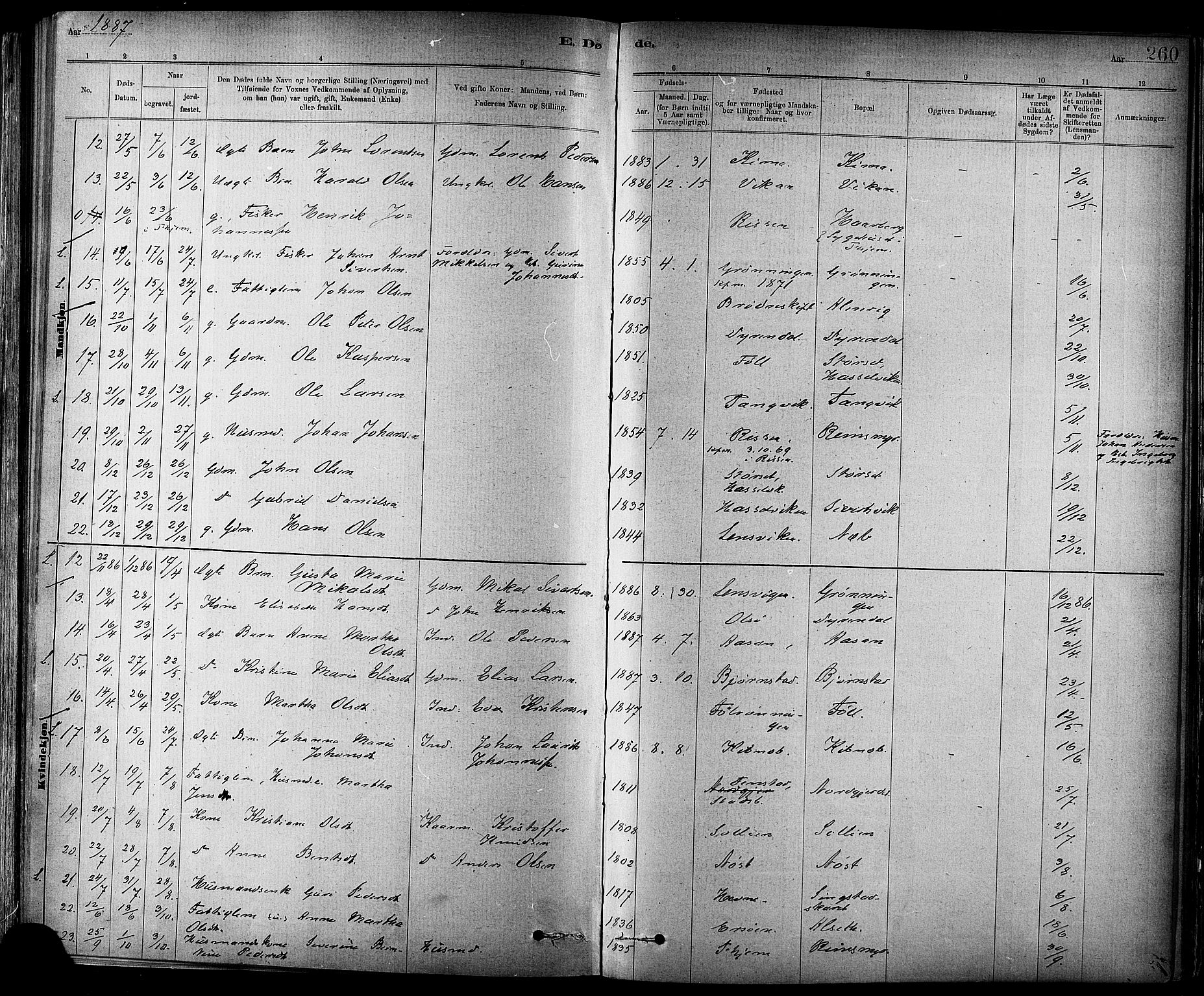 Ministerialprotokoller, klokkerbøker og fødselsregistre - Sør-Trøndelag, SAT/A-1456/647/L0634: Parish register (official) no. 647A01, 1885-1896, p. 260