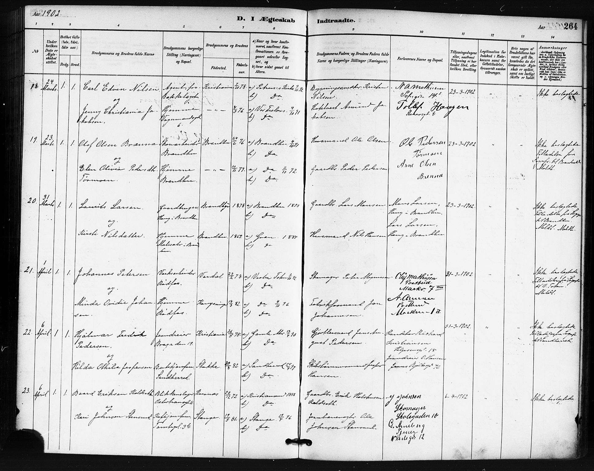 Oslo domkirke Kirkebøker, AV/SAO-A-10752/F/Fa/L0032: Parish register (official) no. 32, 1885-1902, p. 264