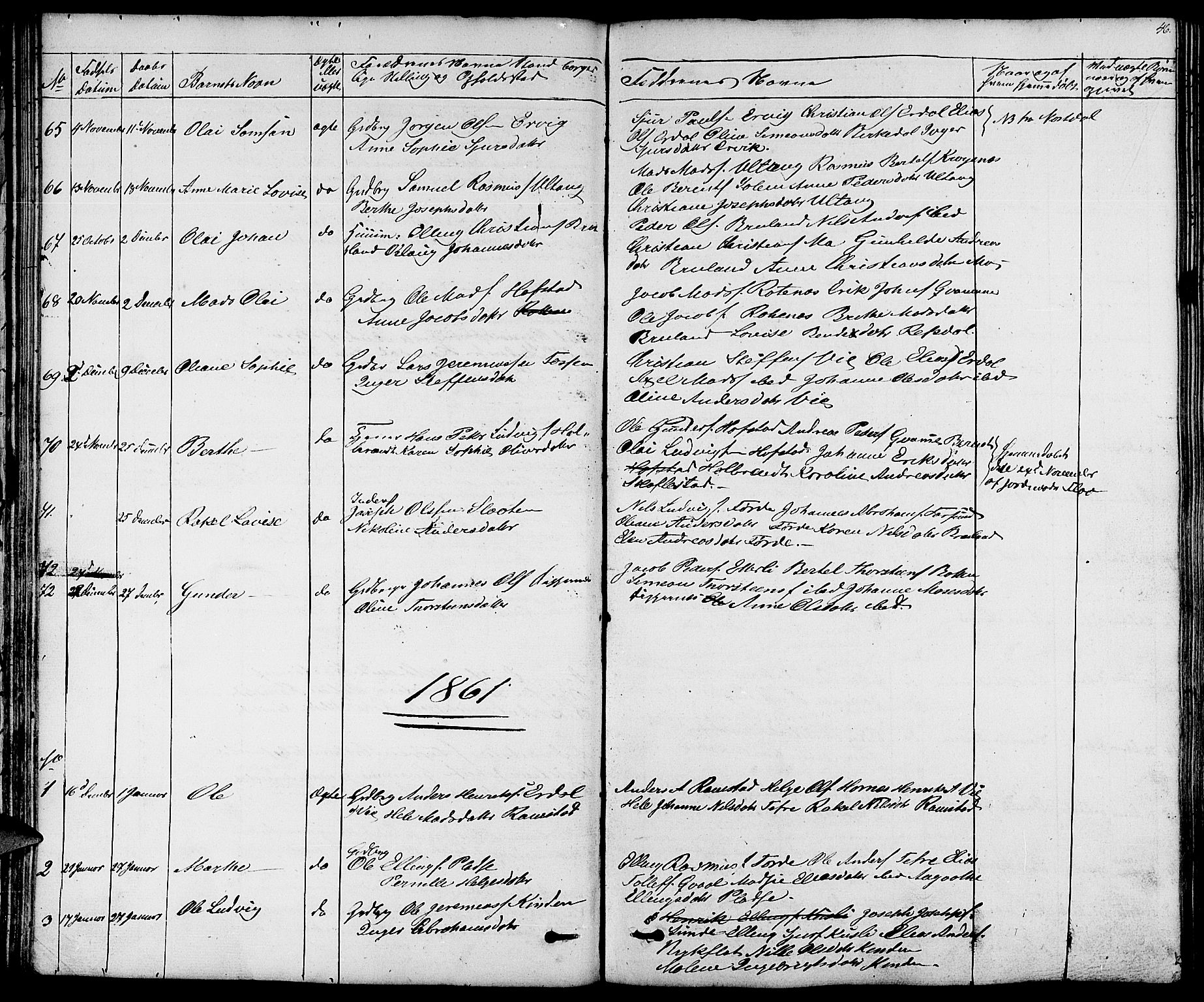 Førde sokneprestembete, SAB/A-79901/H/Hab/Haba/L0001: Parish register (copy) no. A 1, 1853-1880, p. 46