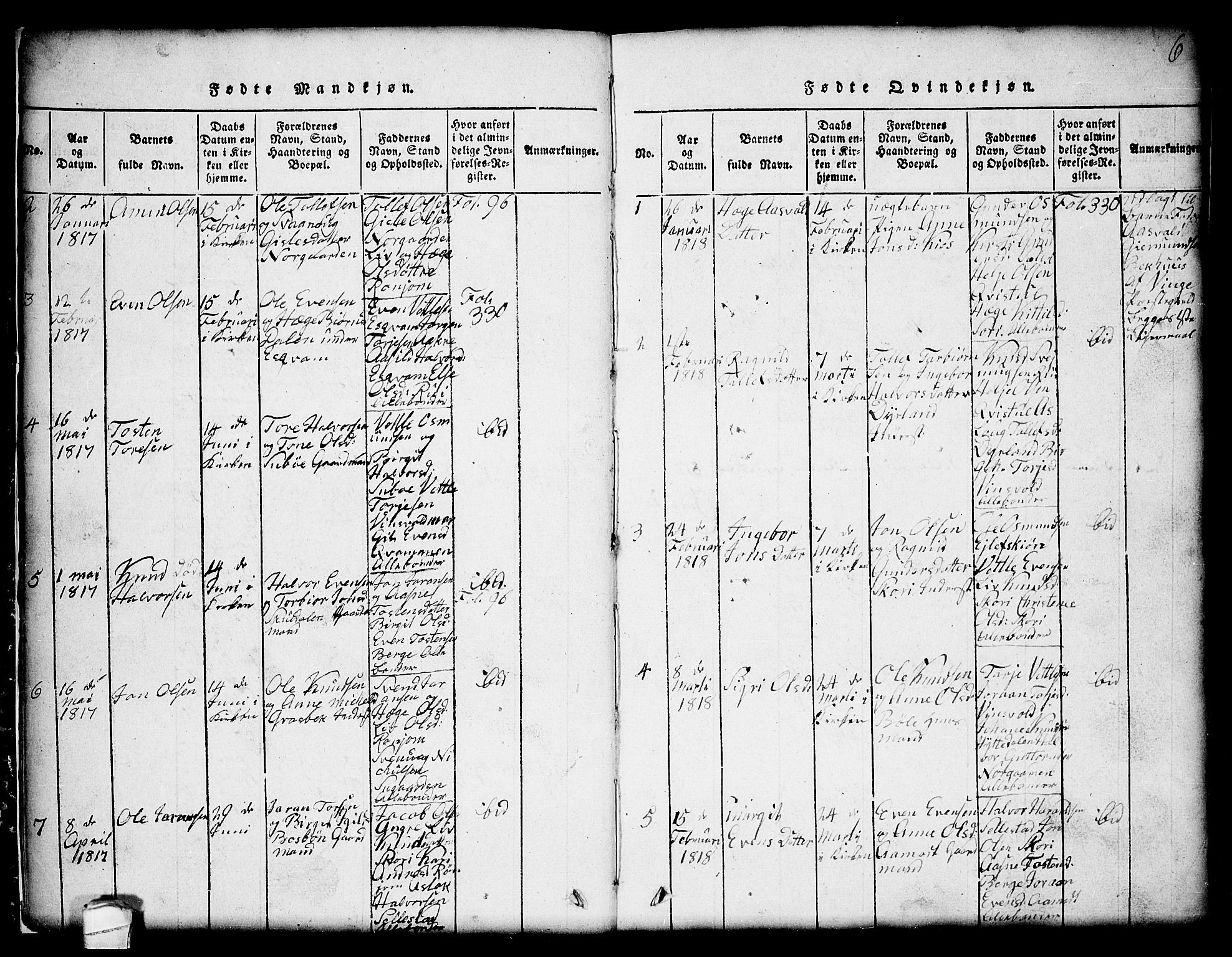Seljord kirkebøker, SAKO/A-20/G/Gc/L0001: Parish register (copy) no. III 1, 1815-1849, p. 6