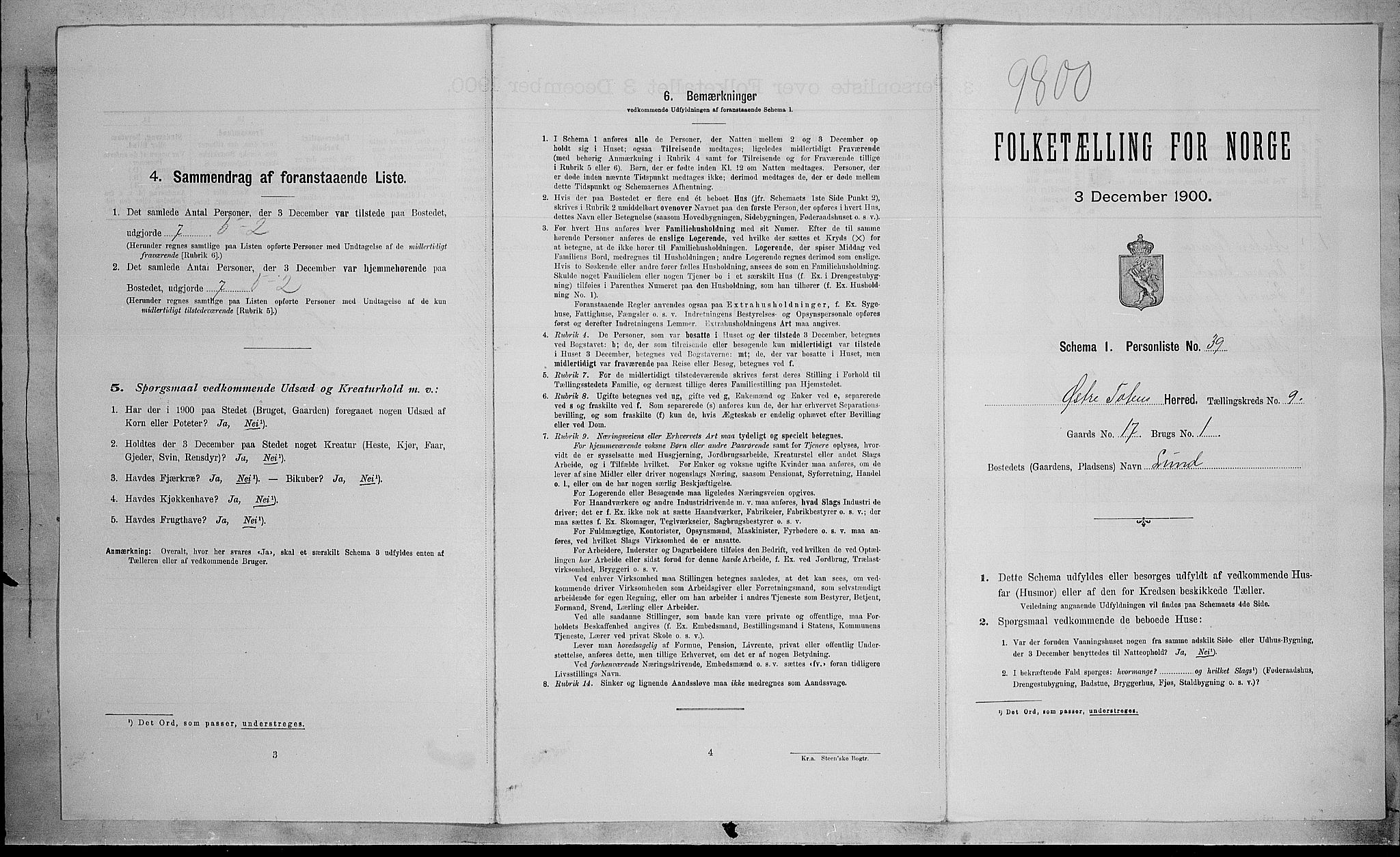 SAH, 1900 census for Østre Toten, 1900, p. 2571