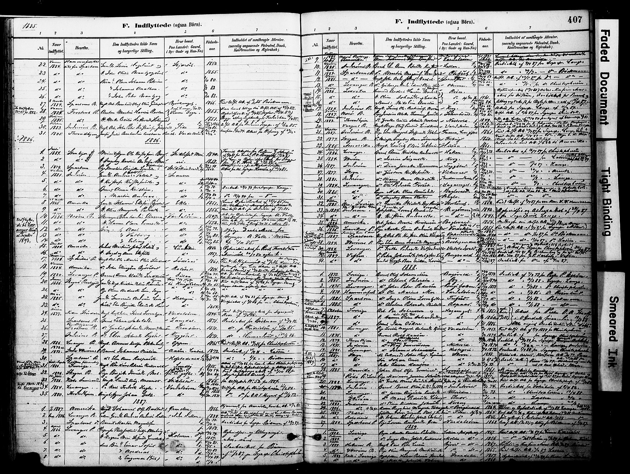 Ministerialprotokoller, klokkerbøker og fødselsregistre - Nord-Trøndelag, SAT/A-1458/723/L0244: Parish register (official) no. 723A13, 1881-1899, p. 407